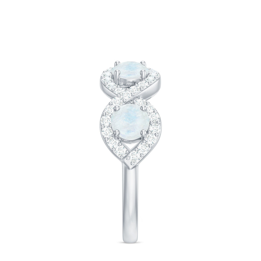 Genuine Moonstone Half Eternity Ring with Diamond