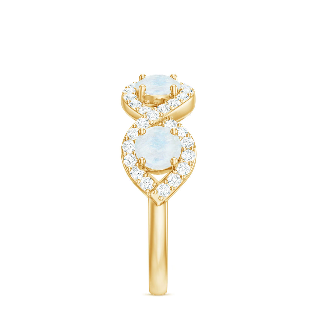 Genuine Moonstone Half Eternity Ring with Diamond