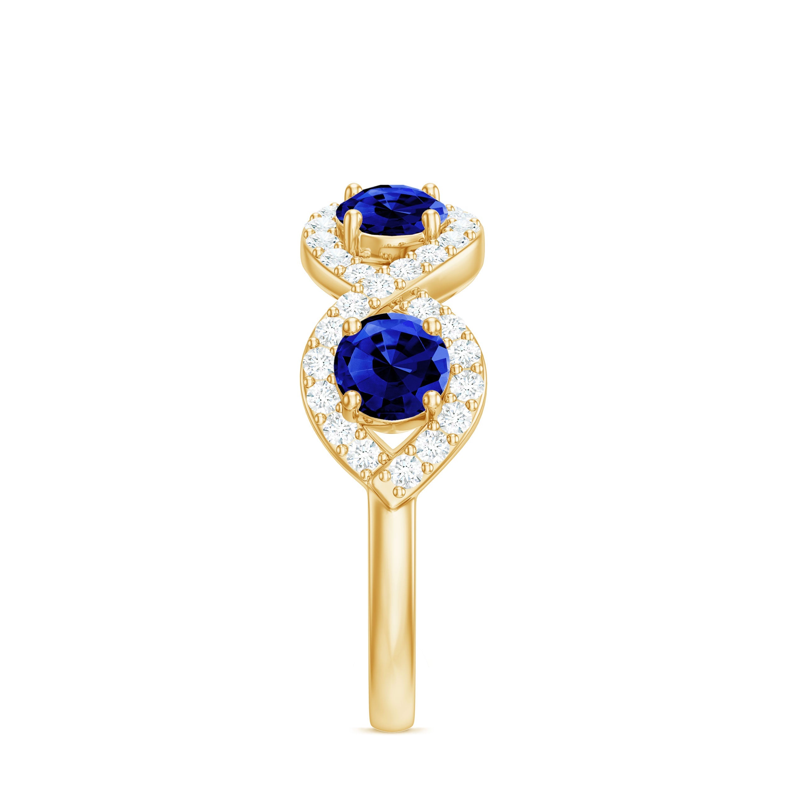 2 CT Lab-Created Blue Sapphire and Diamond Braided Half Eternity Band Ring