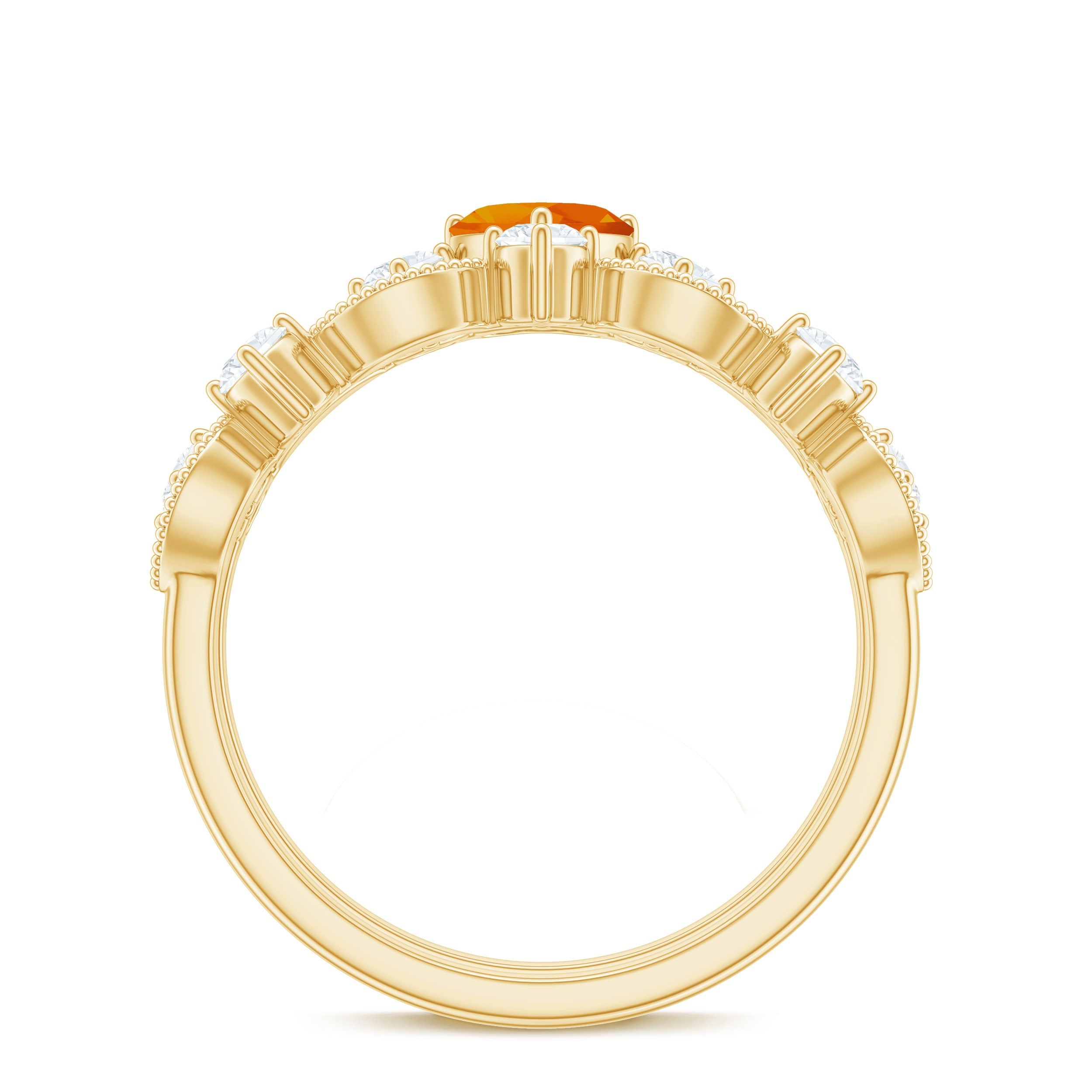 Heart Fire Opal and Moissanite Wedding Ring Set