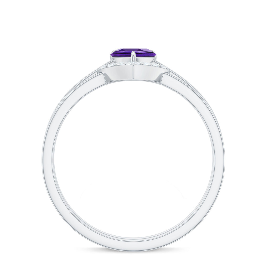 Heart Shape Amethyst and Diamond Ring Set