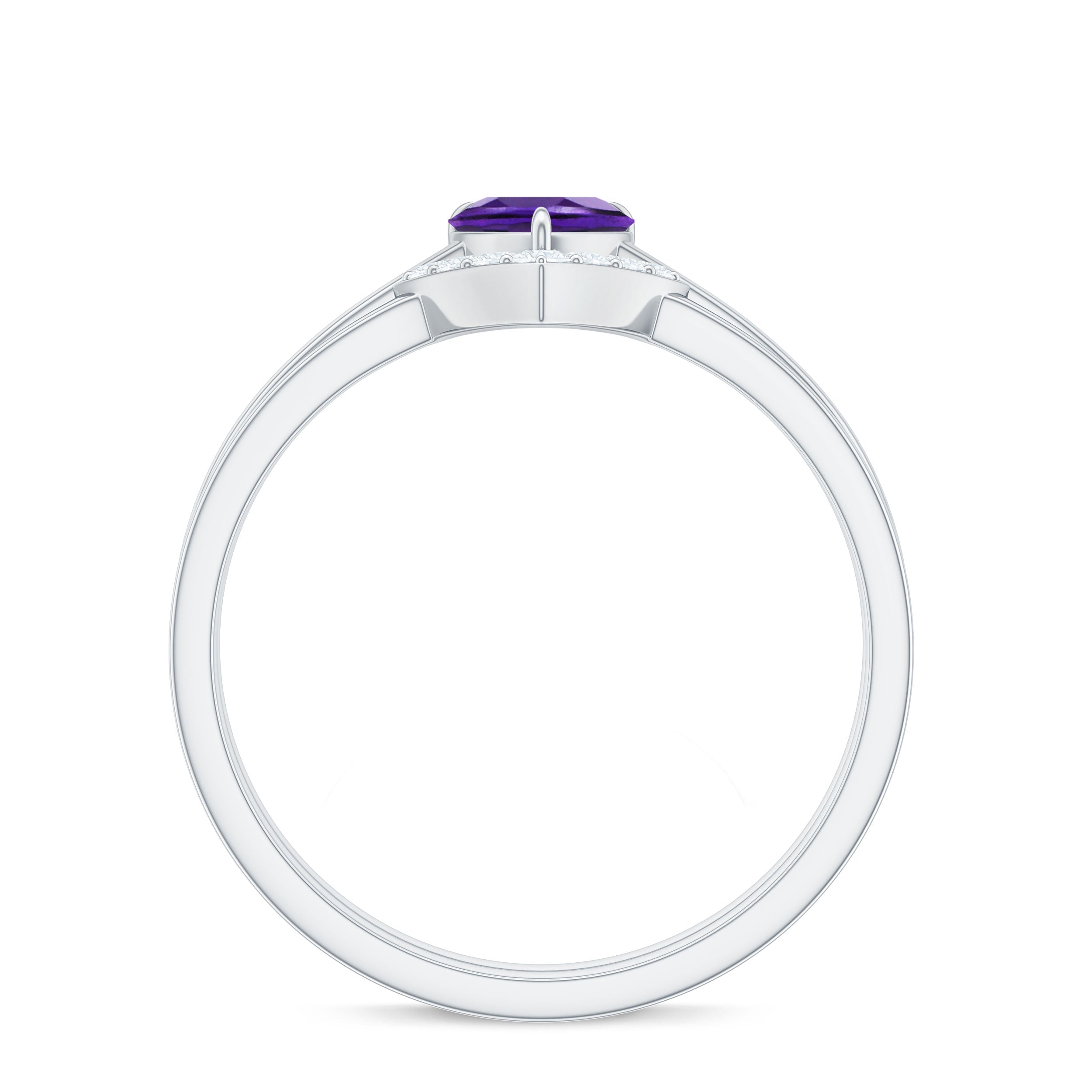 Heart Shape Amethyst and Diamond Ring Set