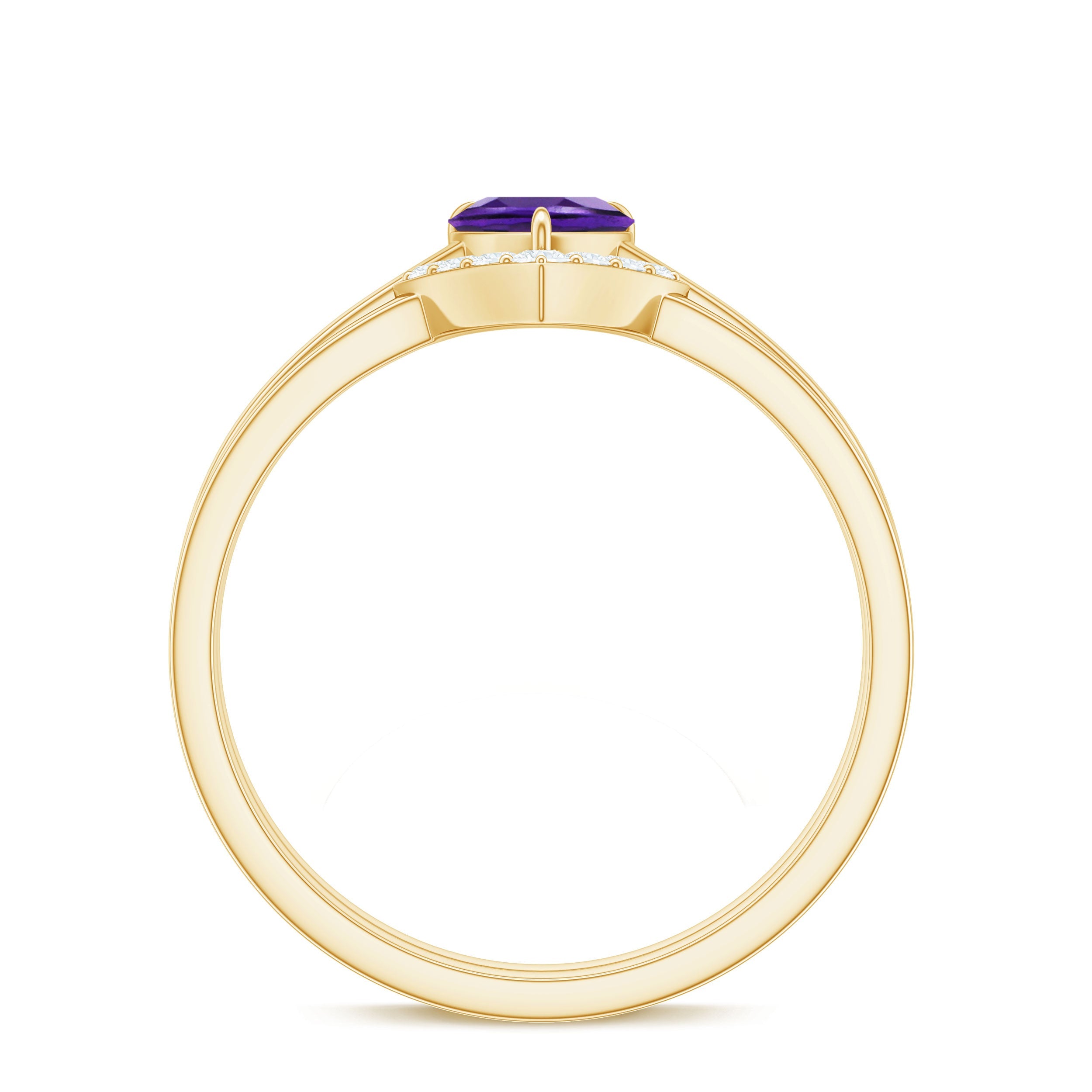 Heart Shape Amethyst and Diamond Ring Set