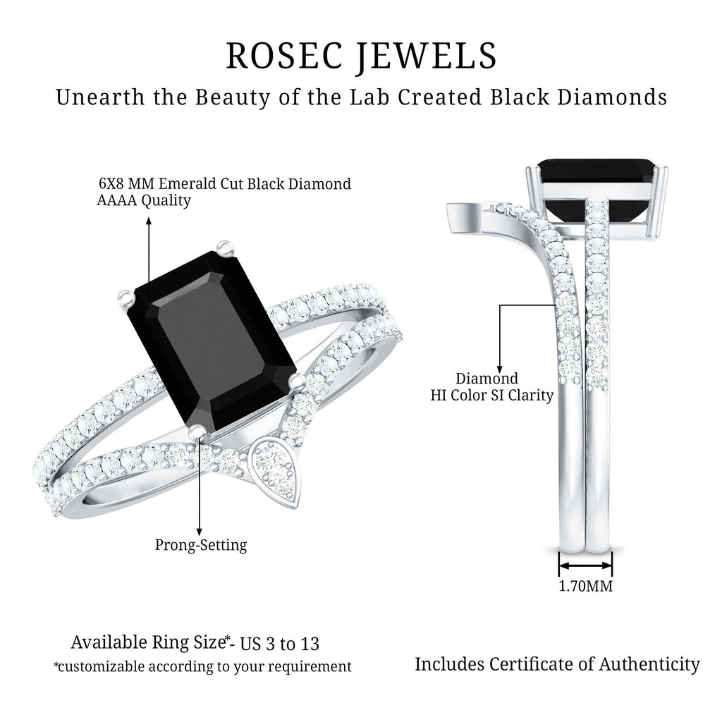 Created Black Diamond and Diamond Bridal Ring Set