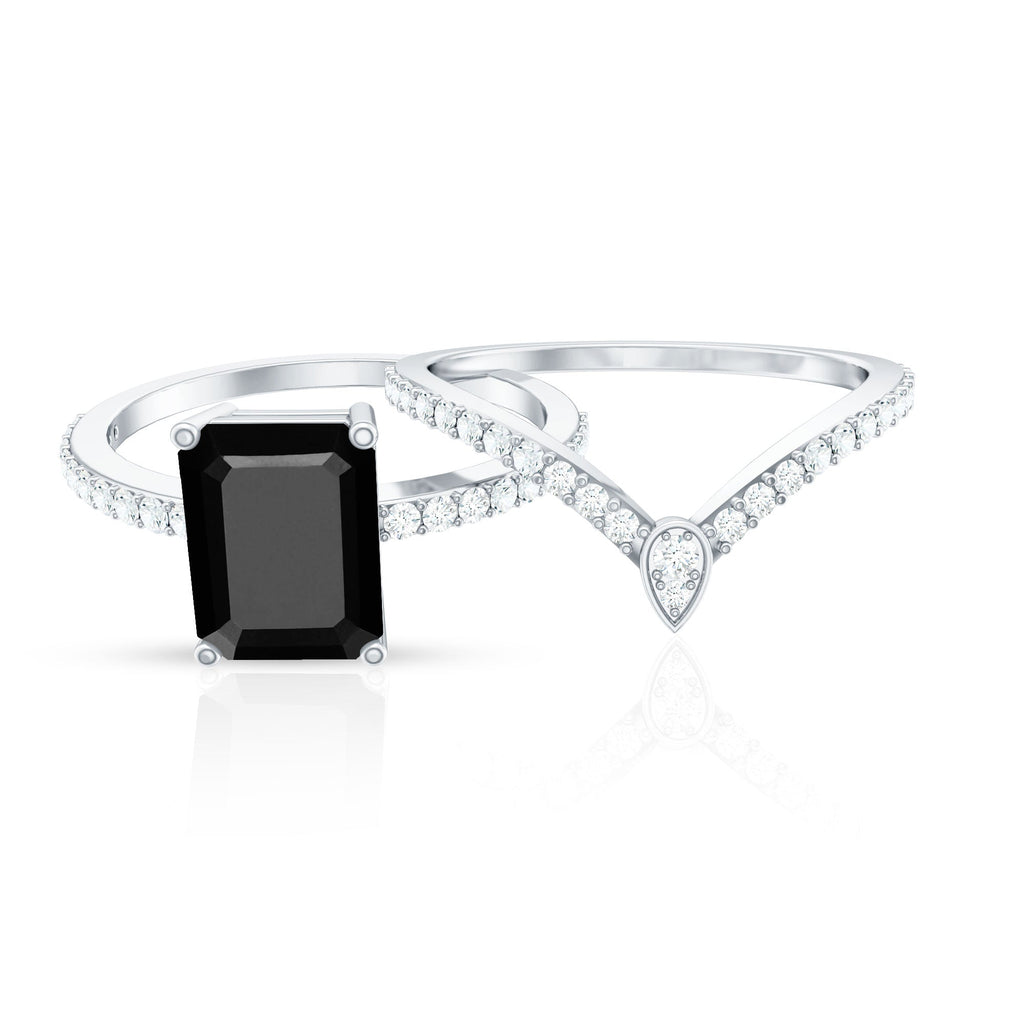 Created Black Diamond and Diamond Bridal Ring Set