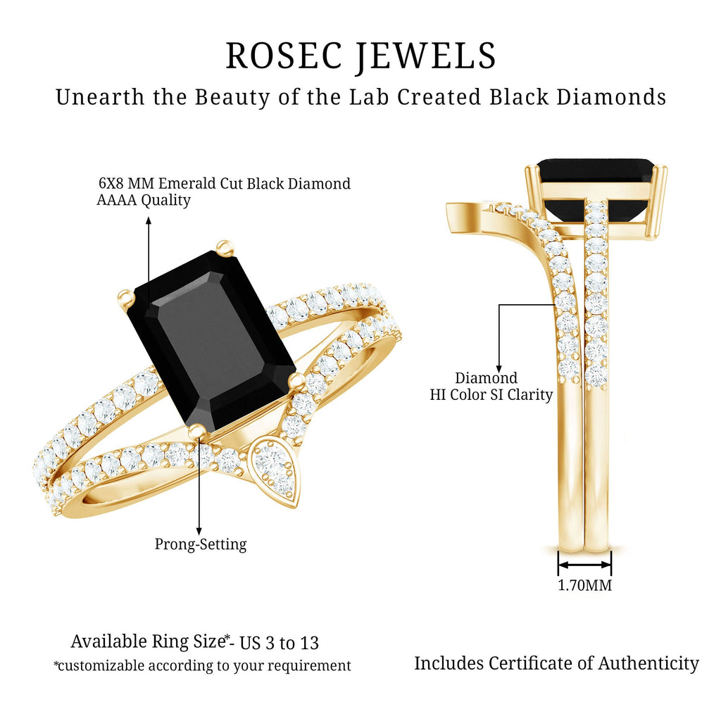 Created Black Diamond and Diamond Bridal Ring Set