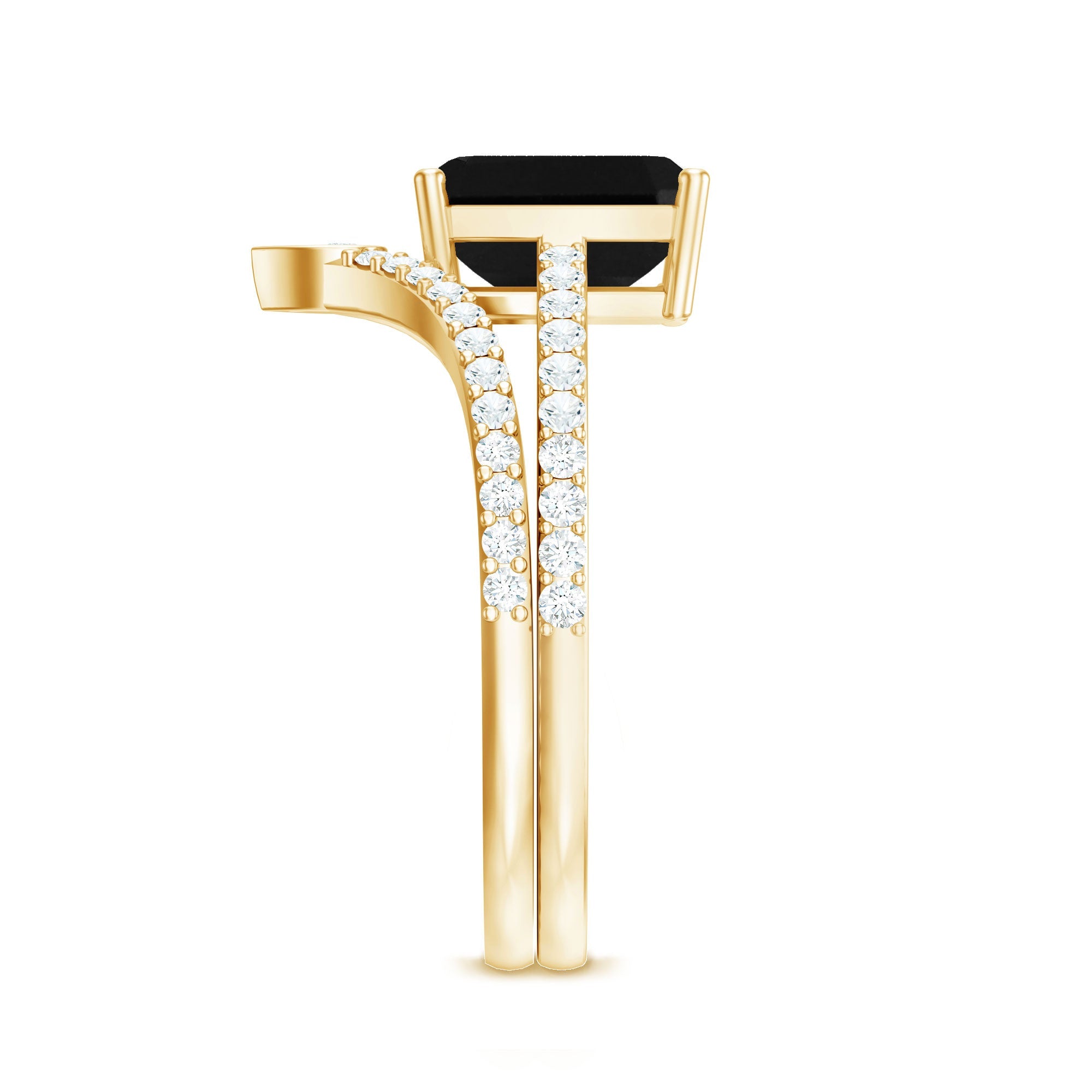 Created Black Diamond and Diamond Bridal Ring Set