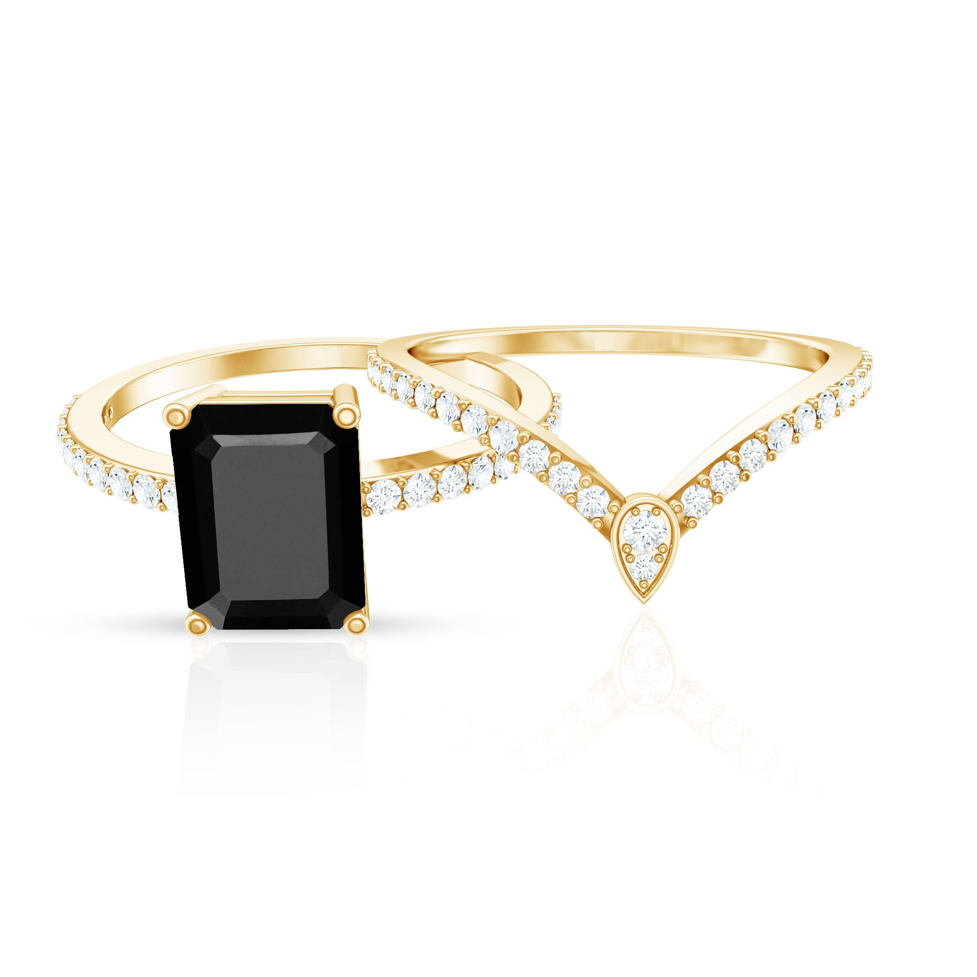 Created Black Diamond and Diamond Bridal Ring Set
