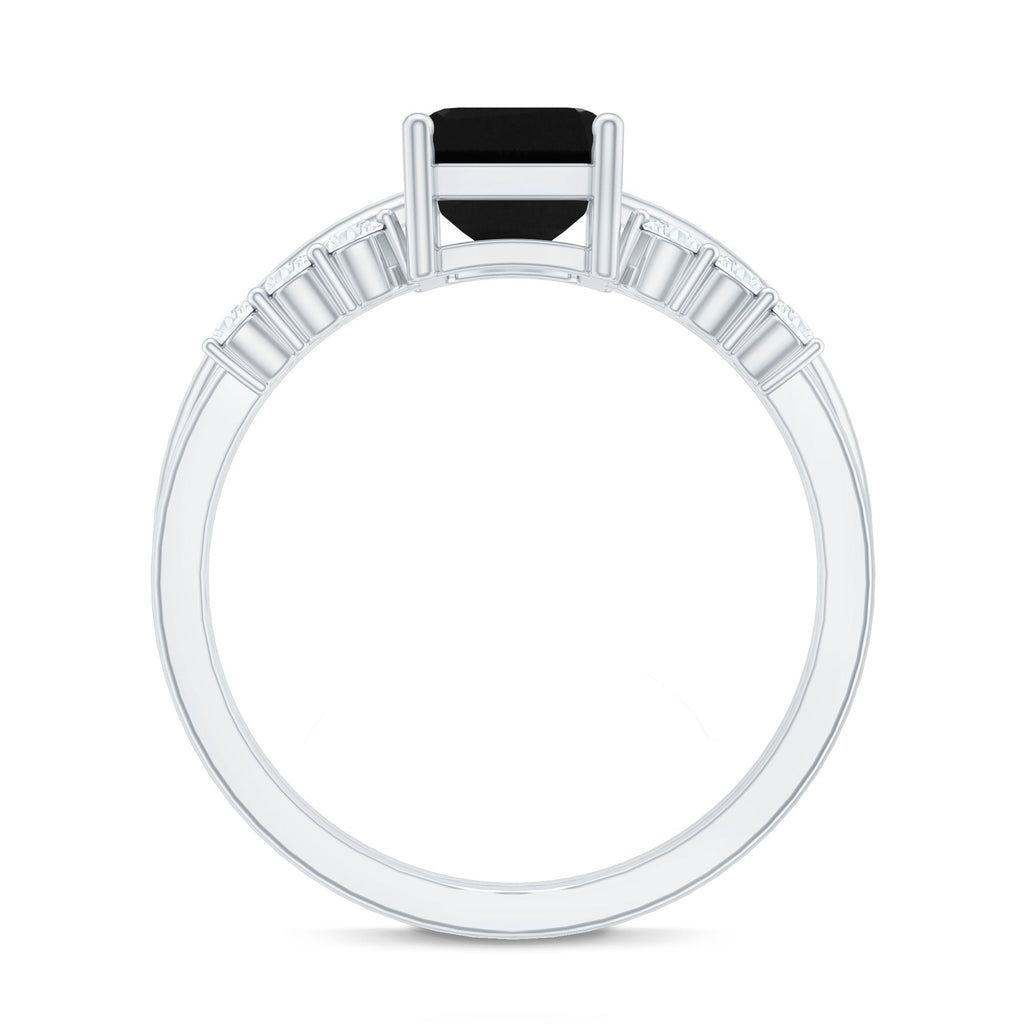 Created Black Diamond Solitaire Wedding Ring Set with Diamond