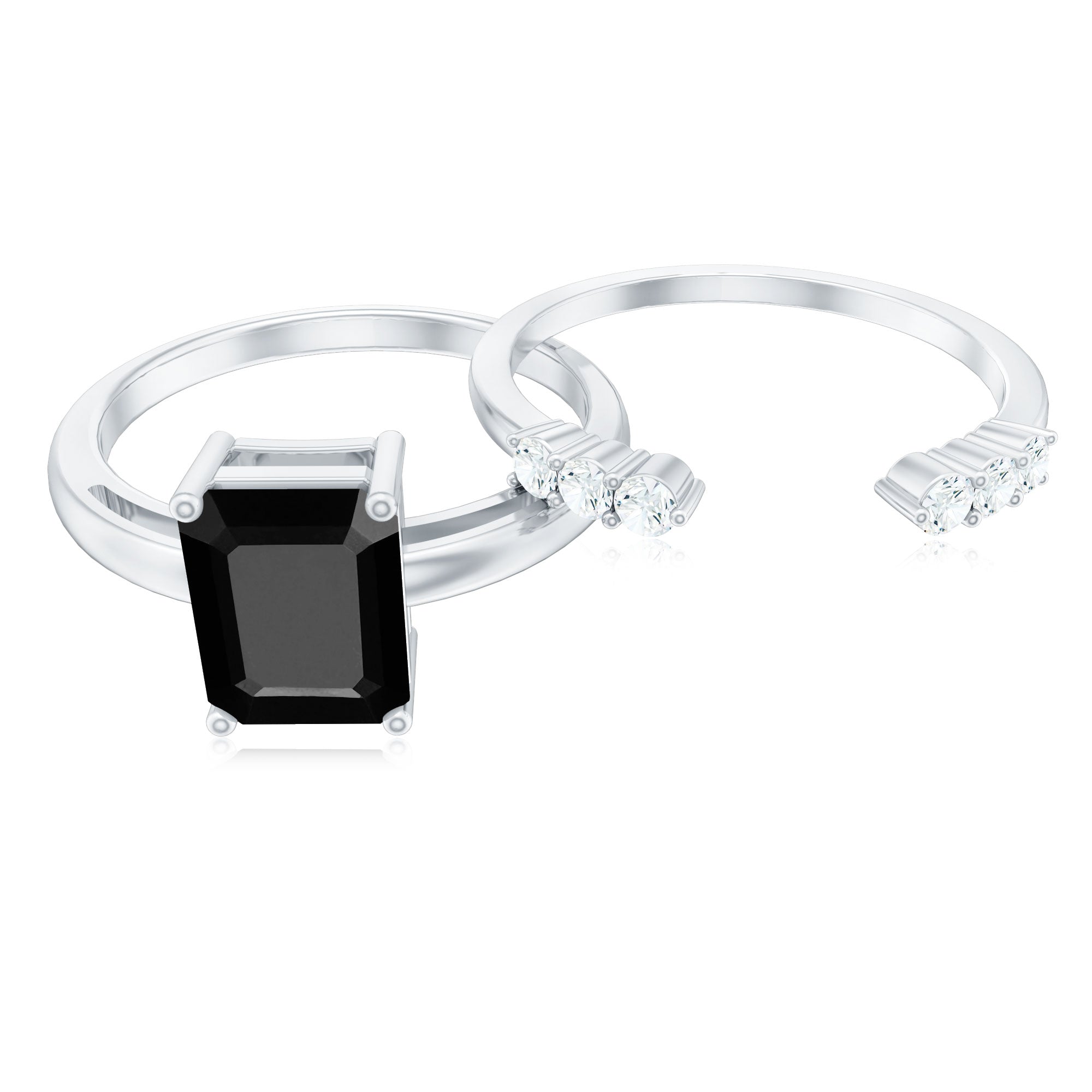 Created Black Diamond Solitaire Wedding Ring Set with Diamond