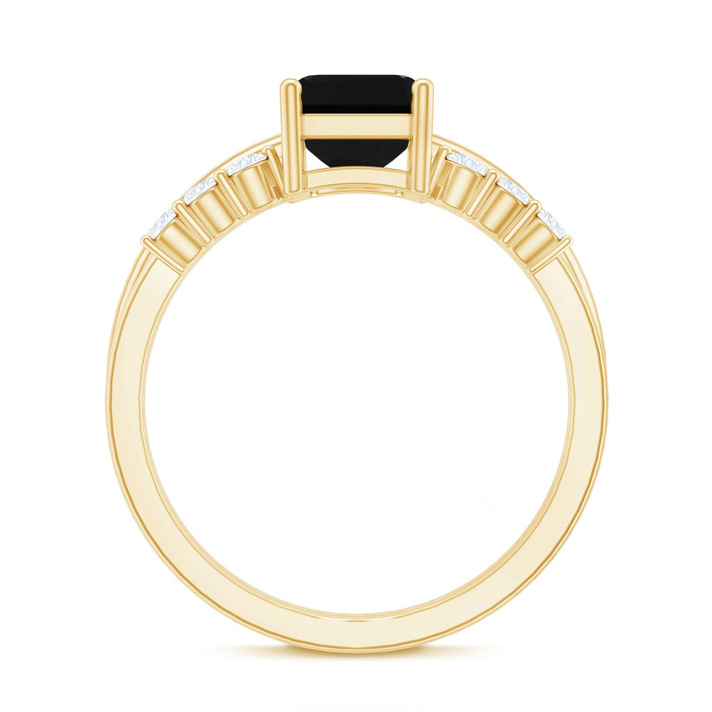 Created Black Diamond Solitaire Wedding Ring Set with Diamond
