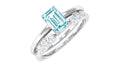 Aquamarine and Diamond Solitaire Stackable Ring Set
