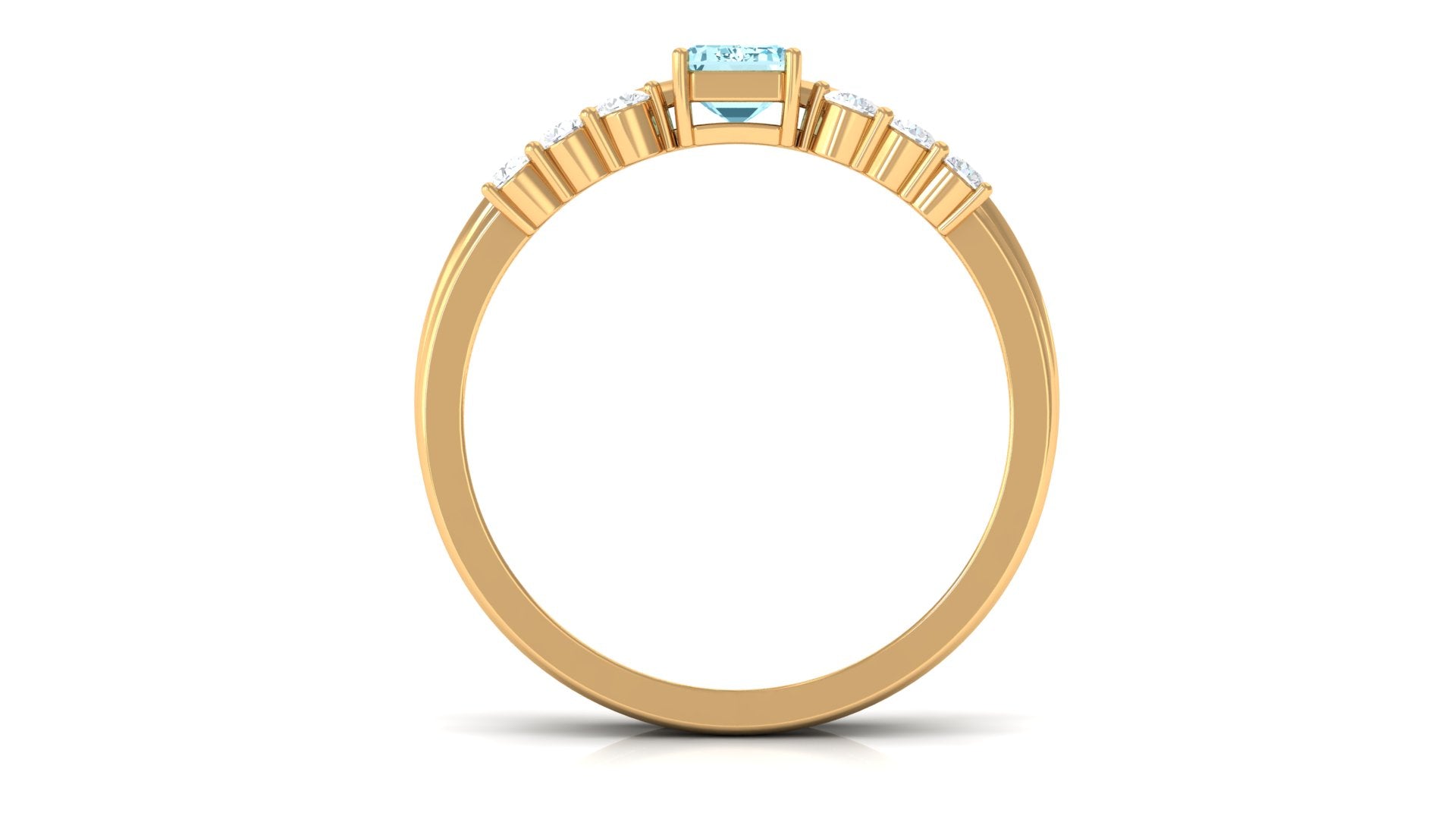 Aquamarine and Diamond Solitaire Stackable Ring Set