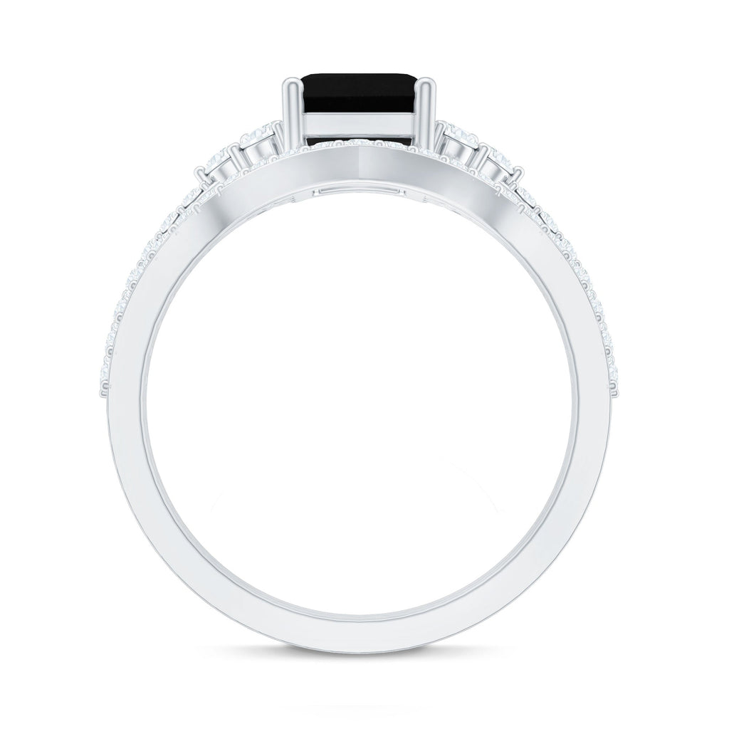 Created Black Diamond and Diamond Engagement Ring Set