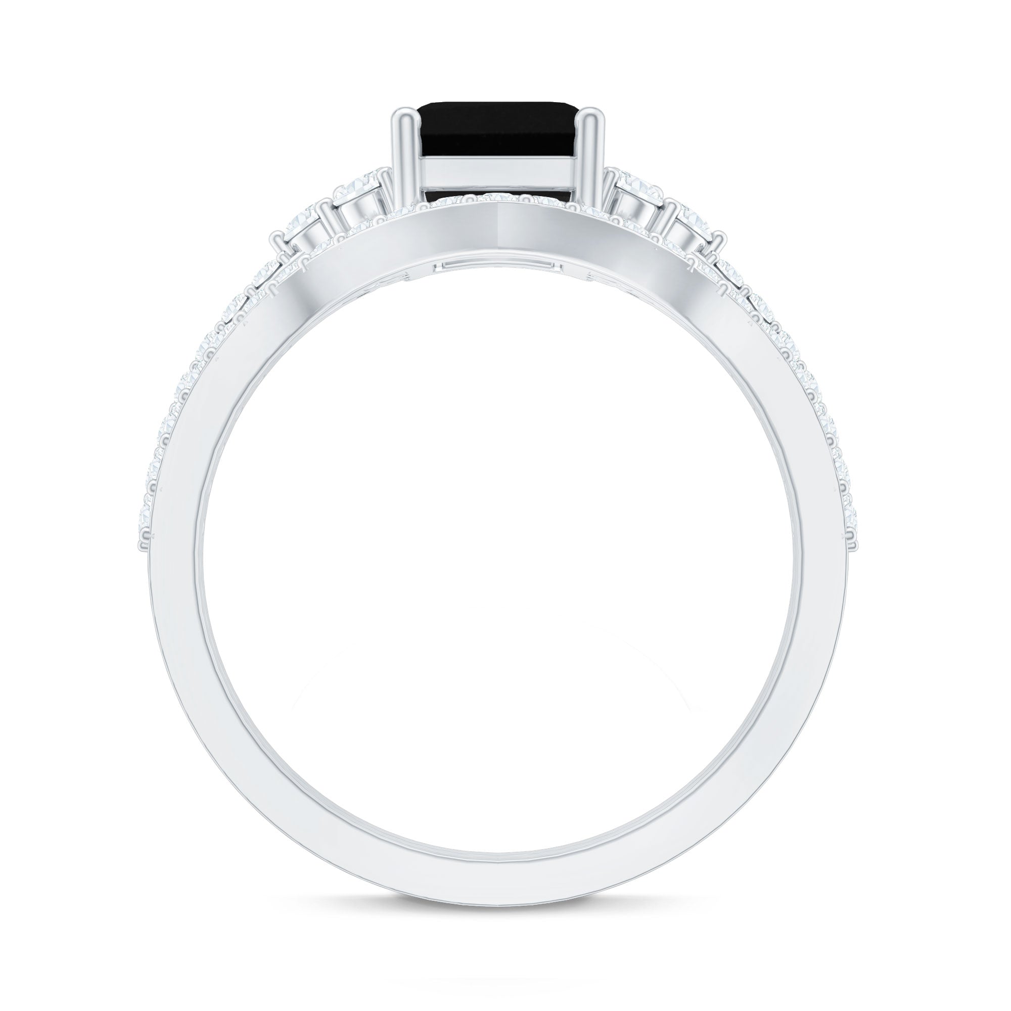 Created Black Diamond and Diamond Engagement Ring Set