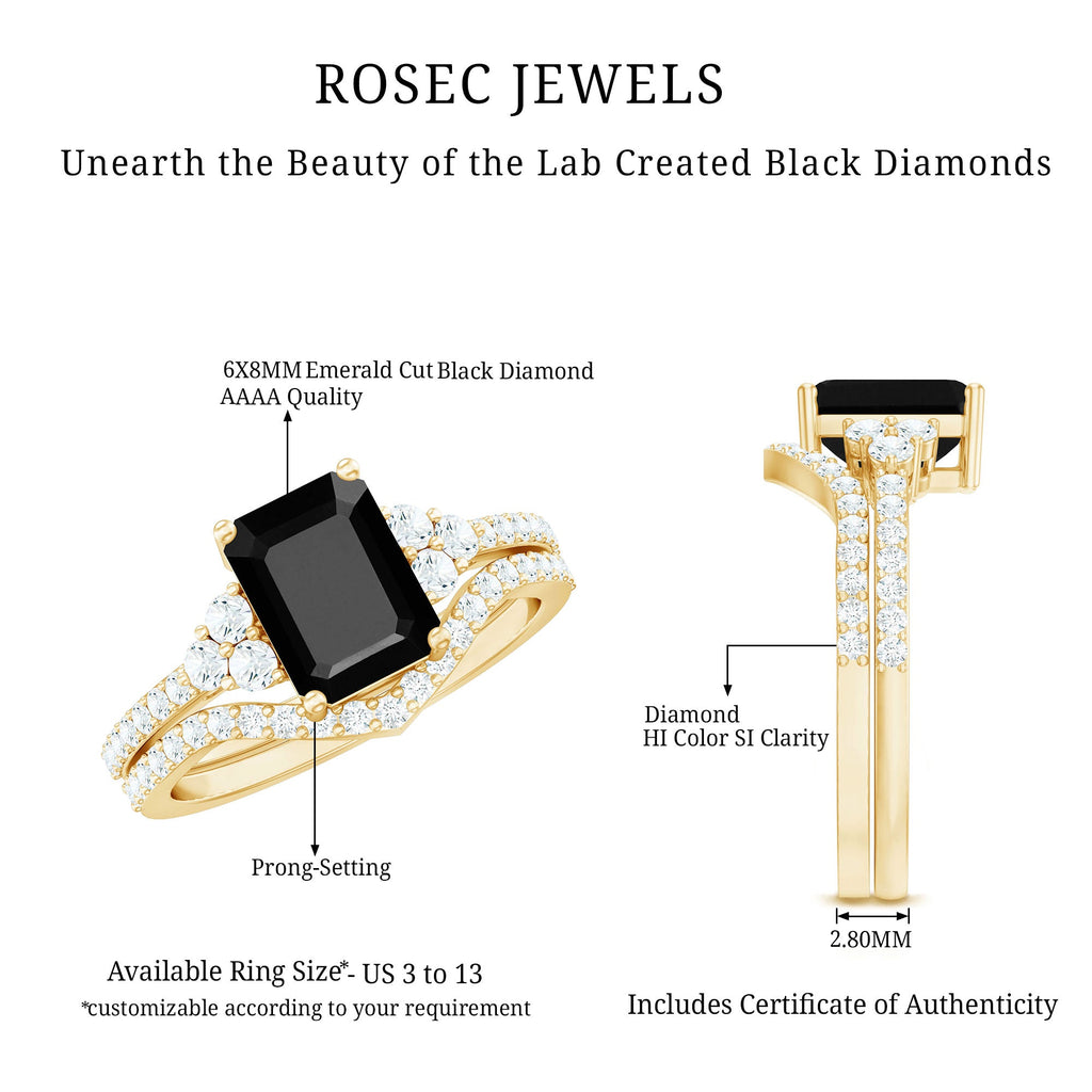 Created Black Diamond and Diamond Engagement Ring Set