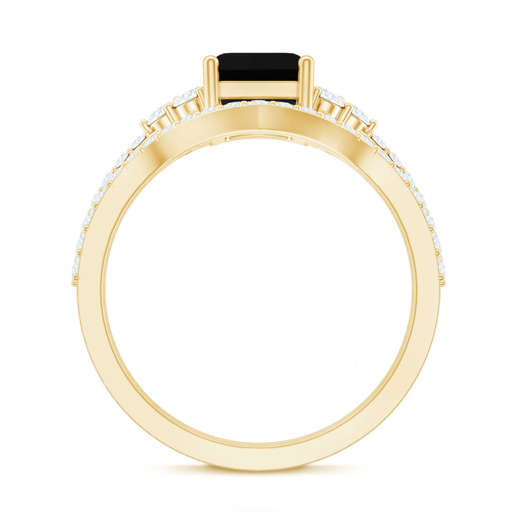 Created Black Diamond and Diamond Engagement Ring Set