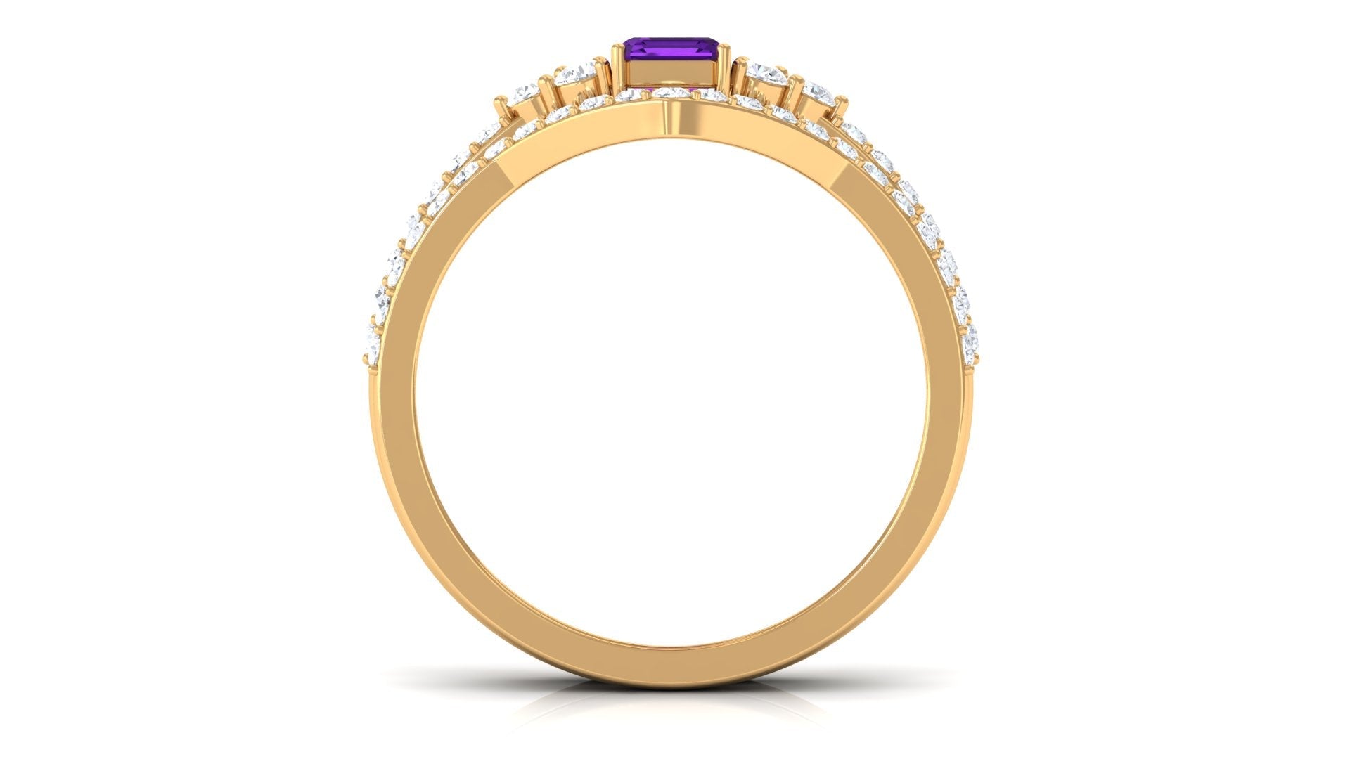 Real Amethyst Stackable Ring Set with Diamond Stones