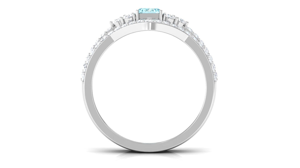 Aquamarine and Diamond Ring Set in Prong Setting