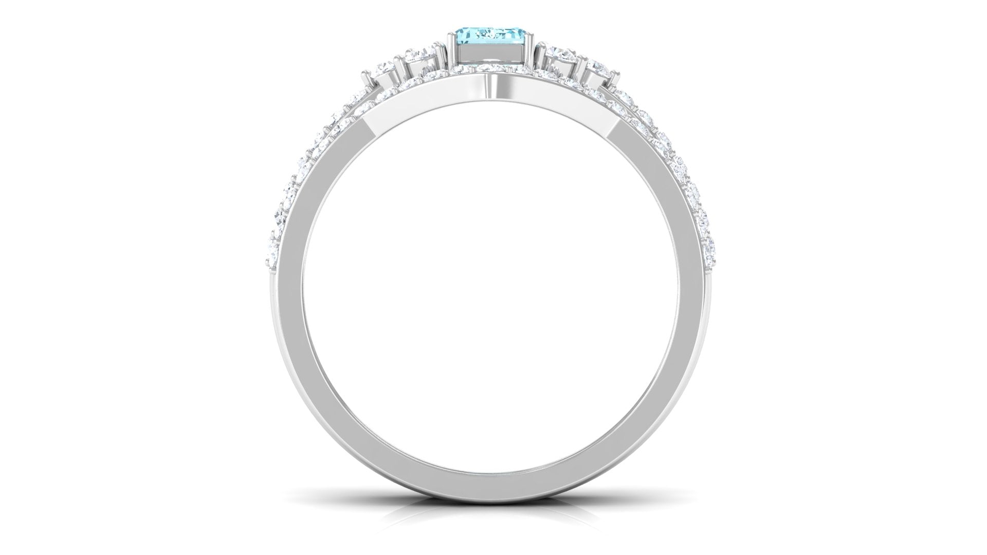 Aquamarine and Diamond Ring Set in Prong Setting