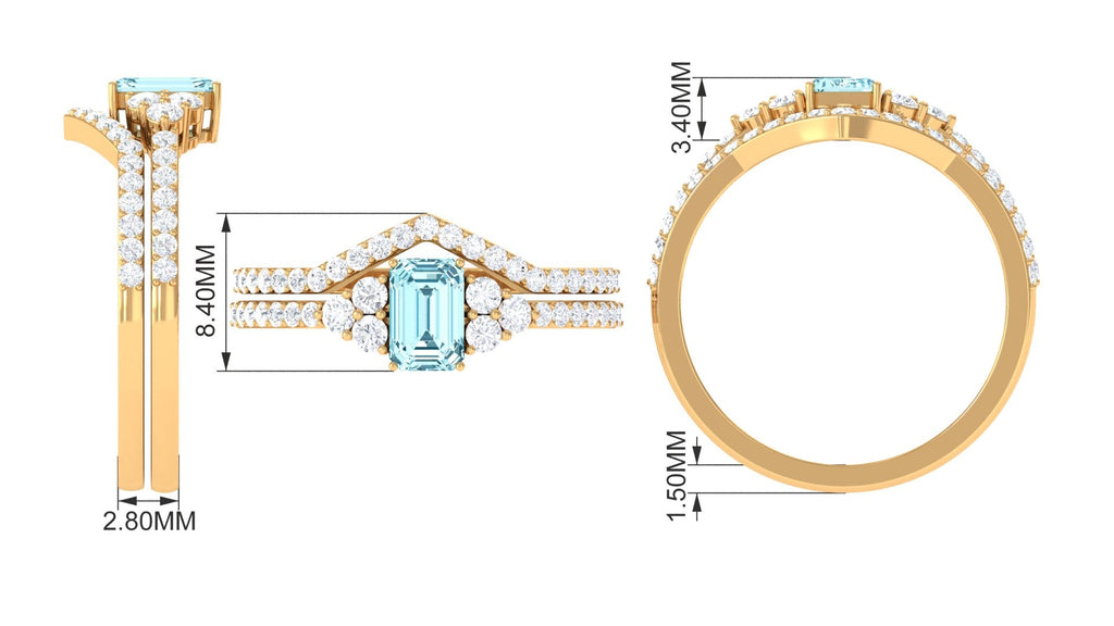 Aquamarine and Diamond Ring Set in Prong Setting