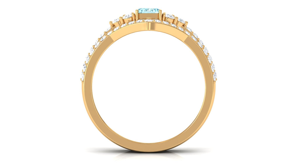 Aquamarine and Diamond Ring Set in Prong Setting
