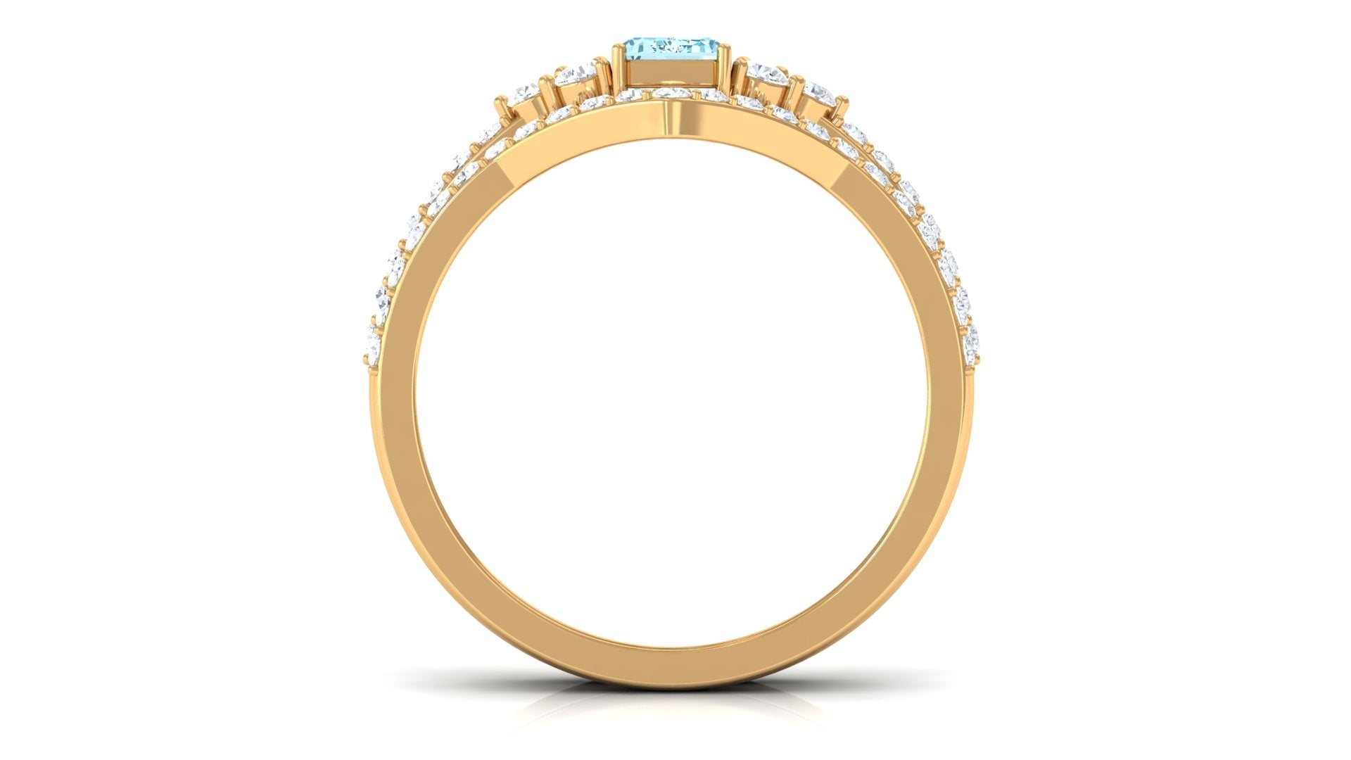 Aquamarine and Diamond Ring Set in Prong Setting