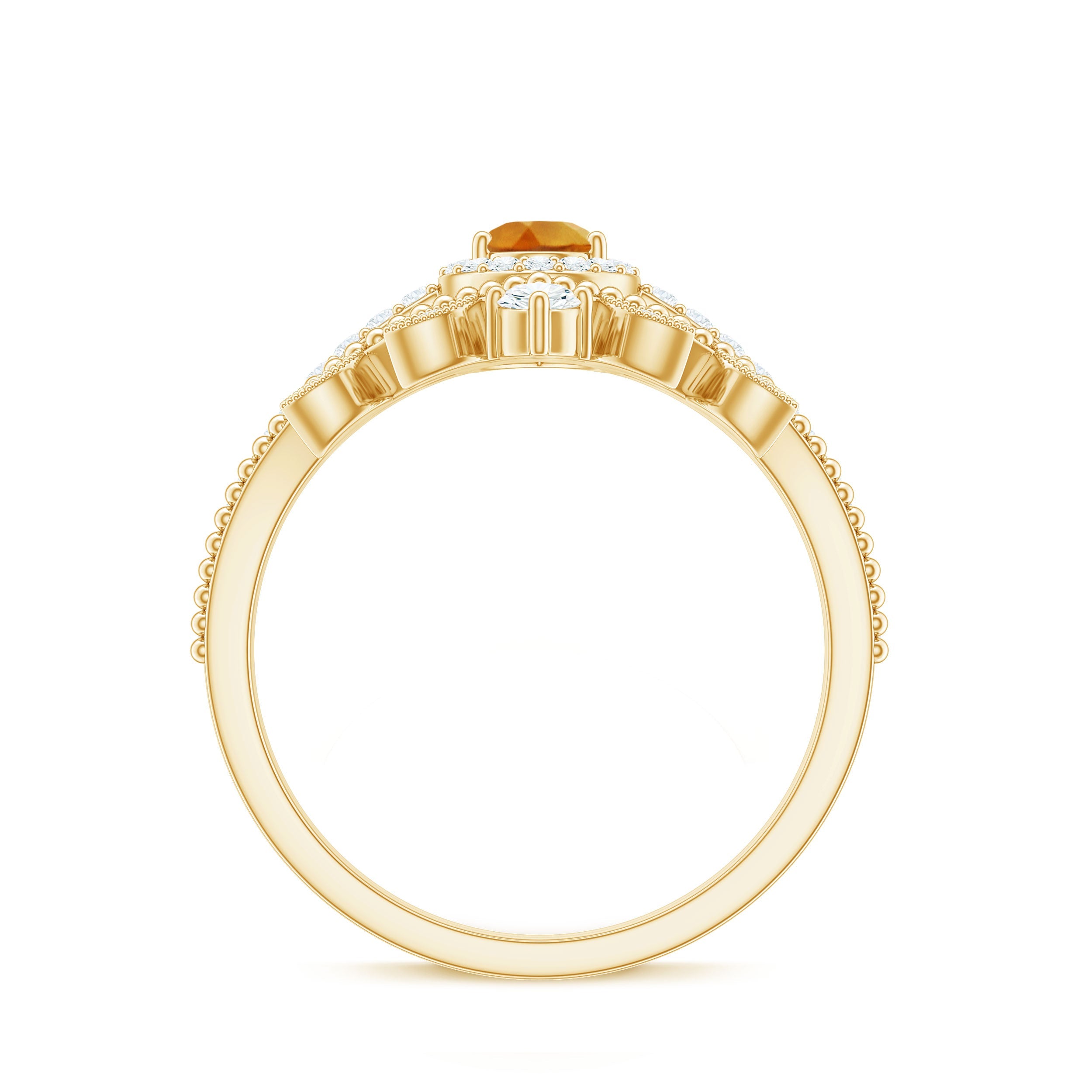 Certified Real Citrine Moissanite Teardrop Engagement Ring with Enhancer