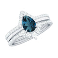 Pear Shape London Blue Topaz and Diamond Trio Ring Set