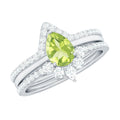 Certified Real 1 Carat Peridot Trio Wedding Ring Set with Moissanite