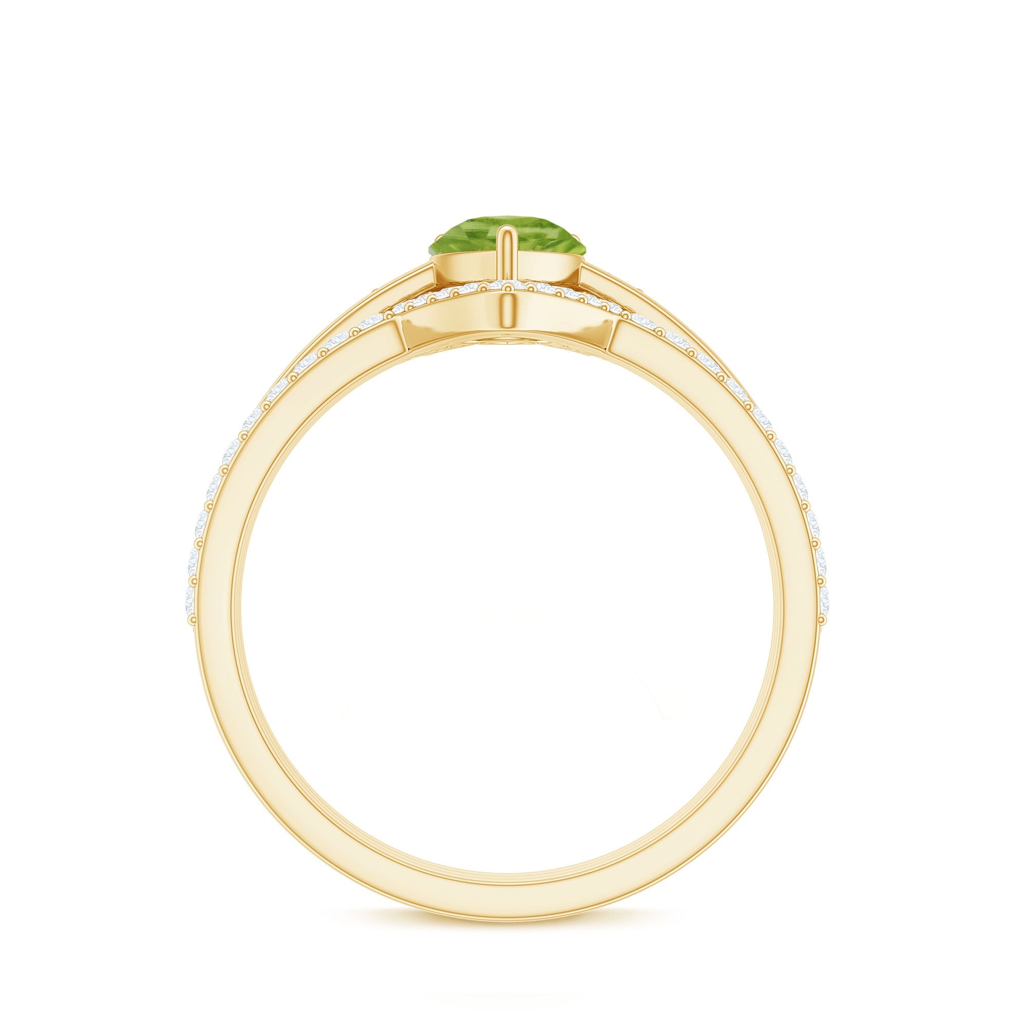 Certified Real 1 Carat Peridot Trio Wedding Ring Set with Moissanite