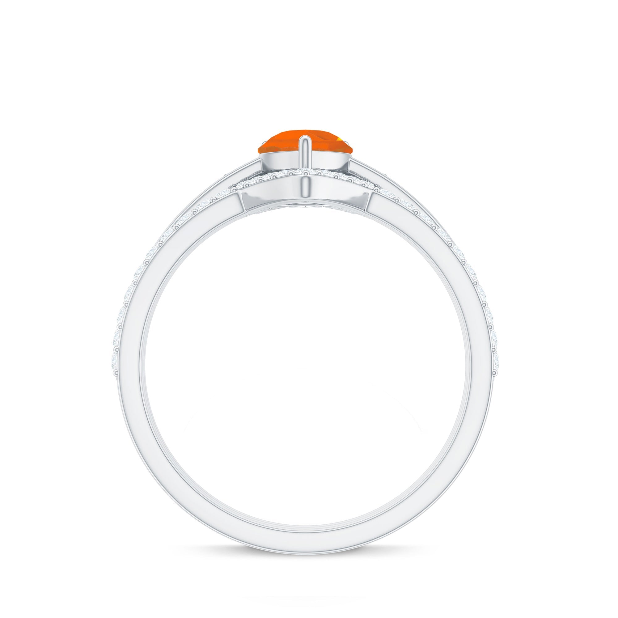 Pear Cut Fire Opal Trio Wedding Ring Set with Moissanite