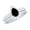 6X8mm Pear Shaped Black Onyx Engagement Ring With Ring Guards