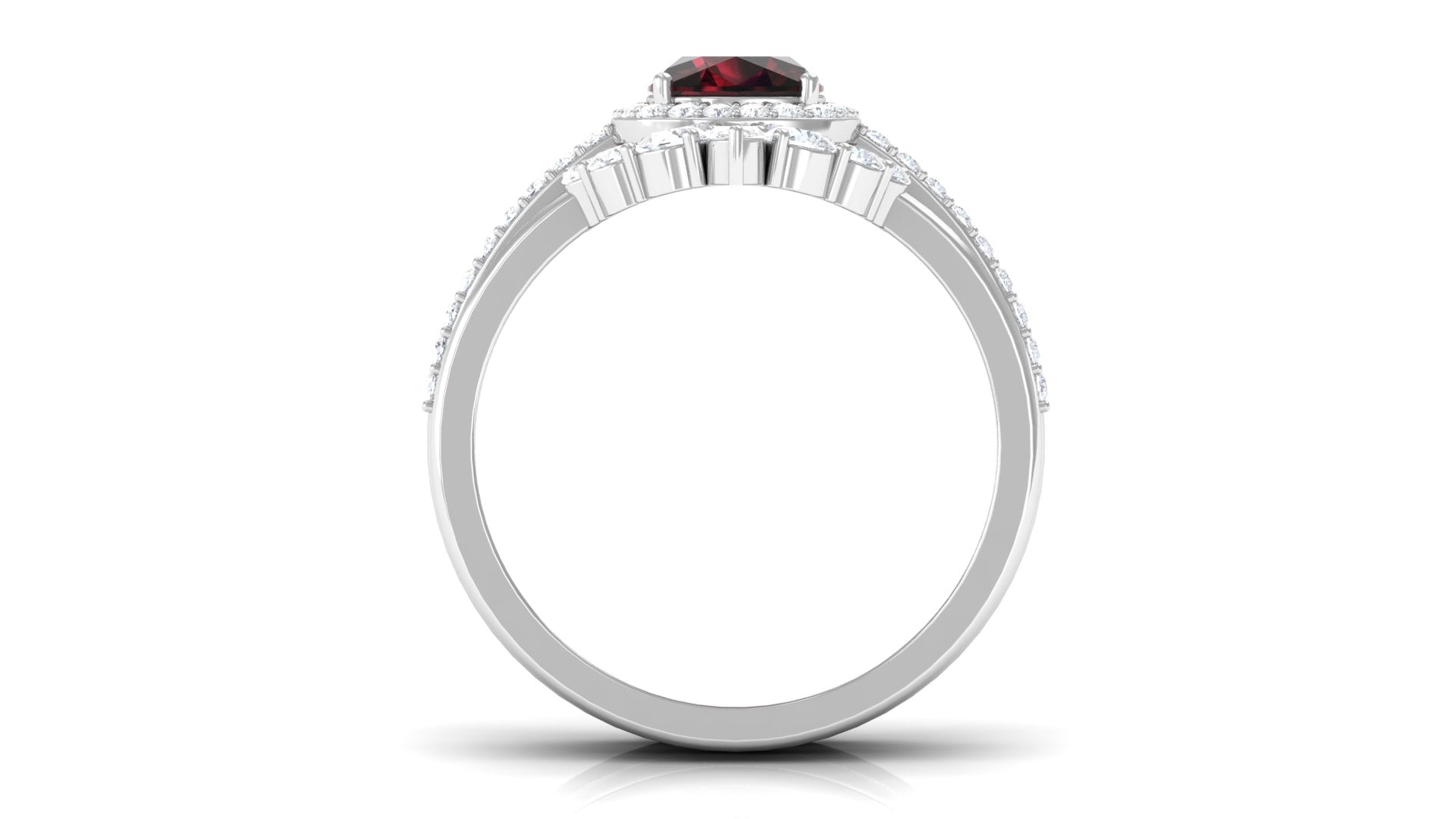 Natural 8mm Cushion Cut Garnet Statement Bridal Ring Set