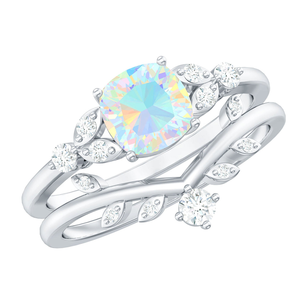 Genuine Ethiopian Opal Engagement Ring with Diamond Enhancer