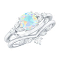 Genuine Ethiopian Opal Engagement Ring with Diamond Enhancer