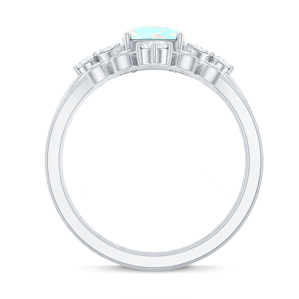 Genuine Ethiopian Opal Engagement Ring with Diamond Enhancer