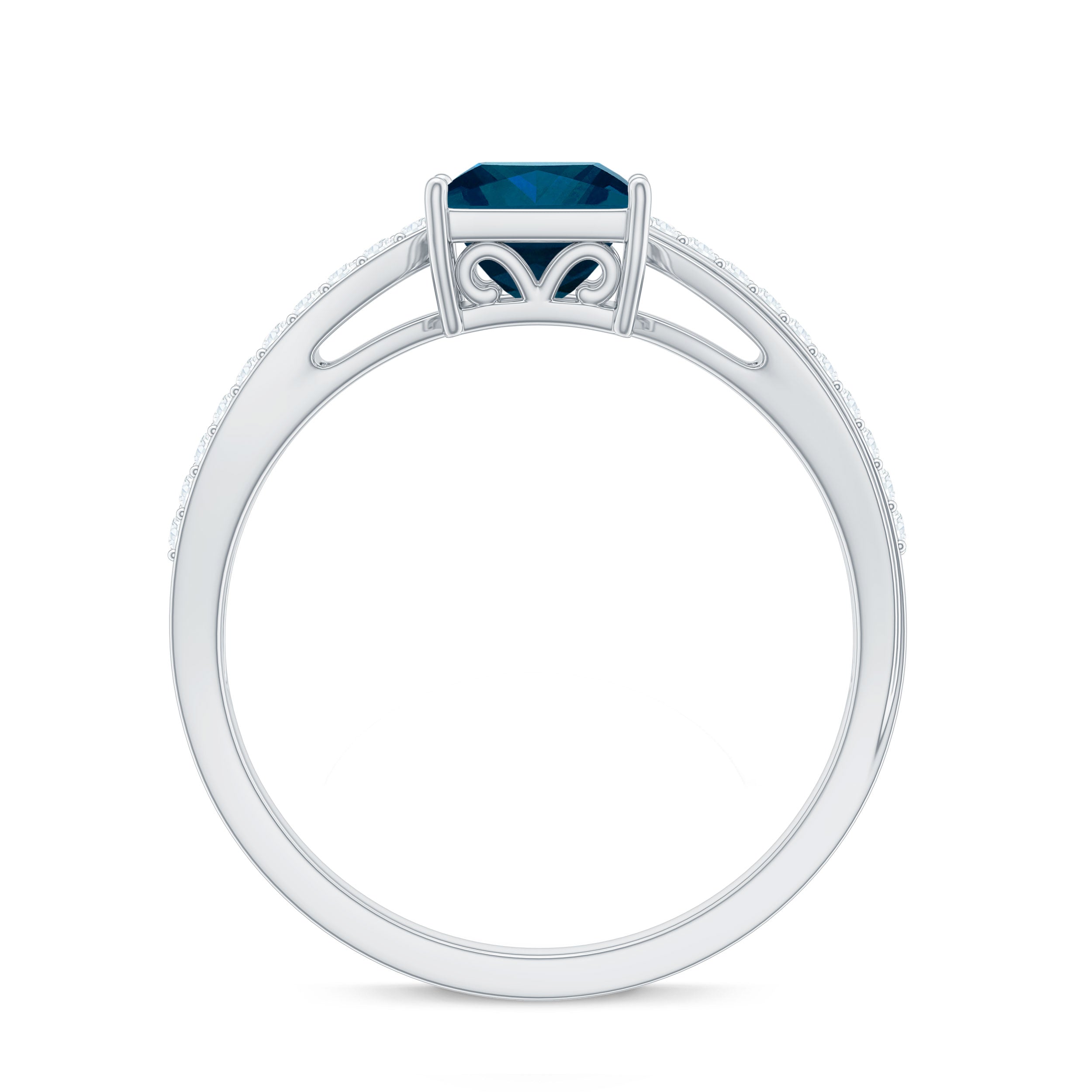6mm Princess Cut London Blue Topaz Solitaire Engagement Ring with Certificate