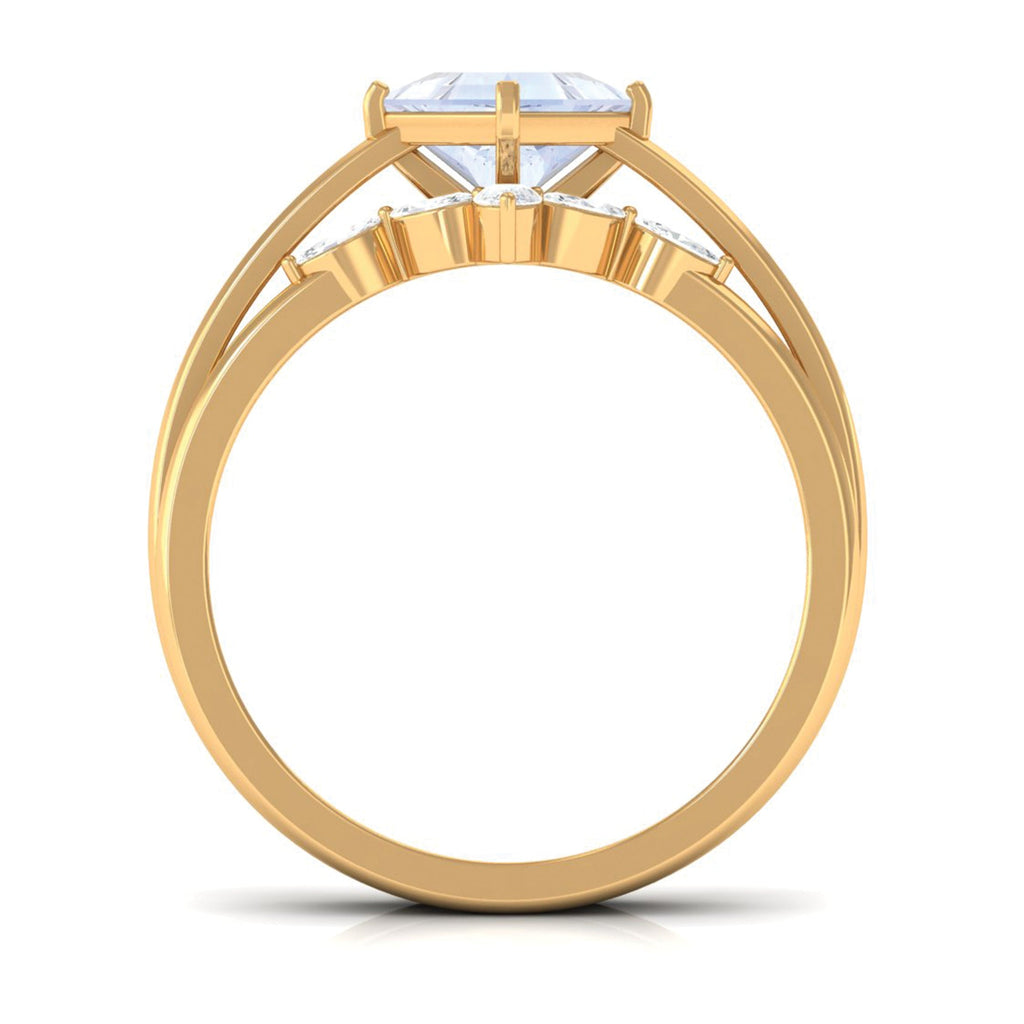 Princess Cut Moonstone and Diamond Solitaire Ring Set