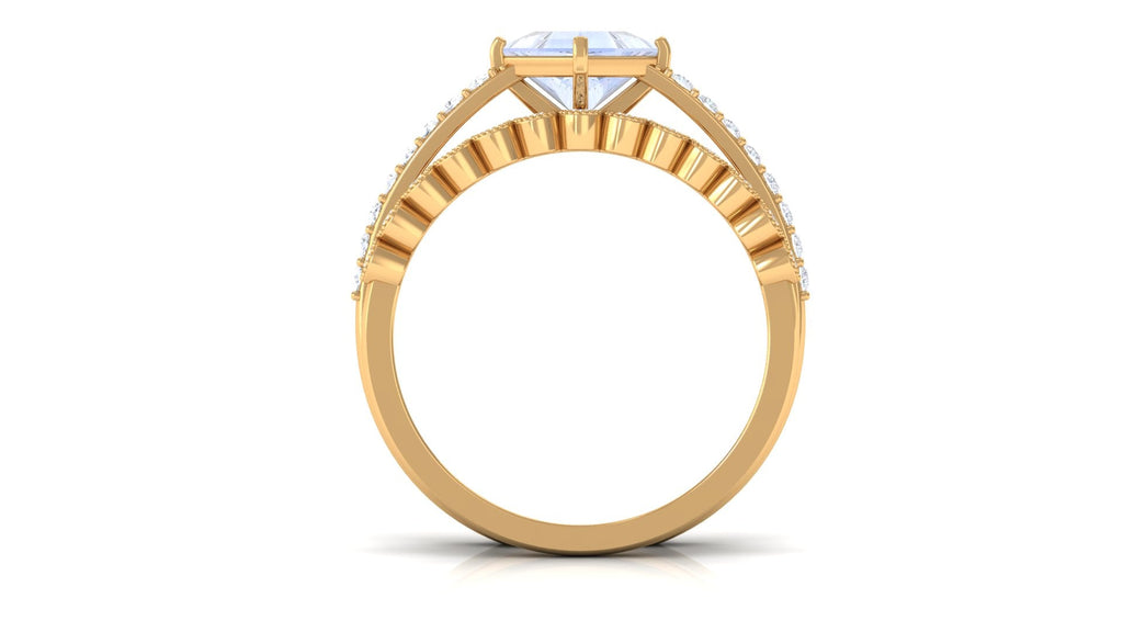 Solitaire Moonstone and Diamond Ring Set
