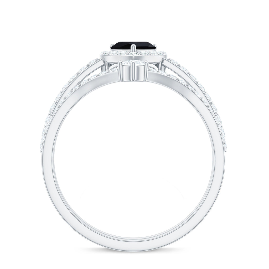 Created Black Diamond Heart Engagement Ring Set with Diamond