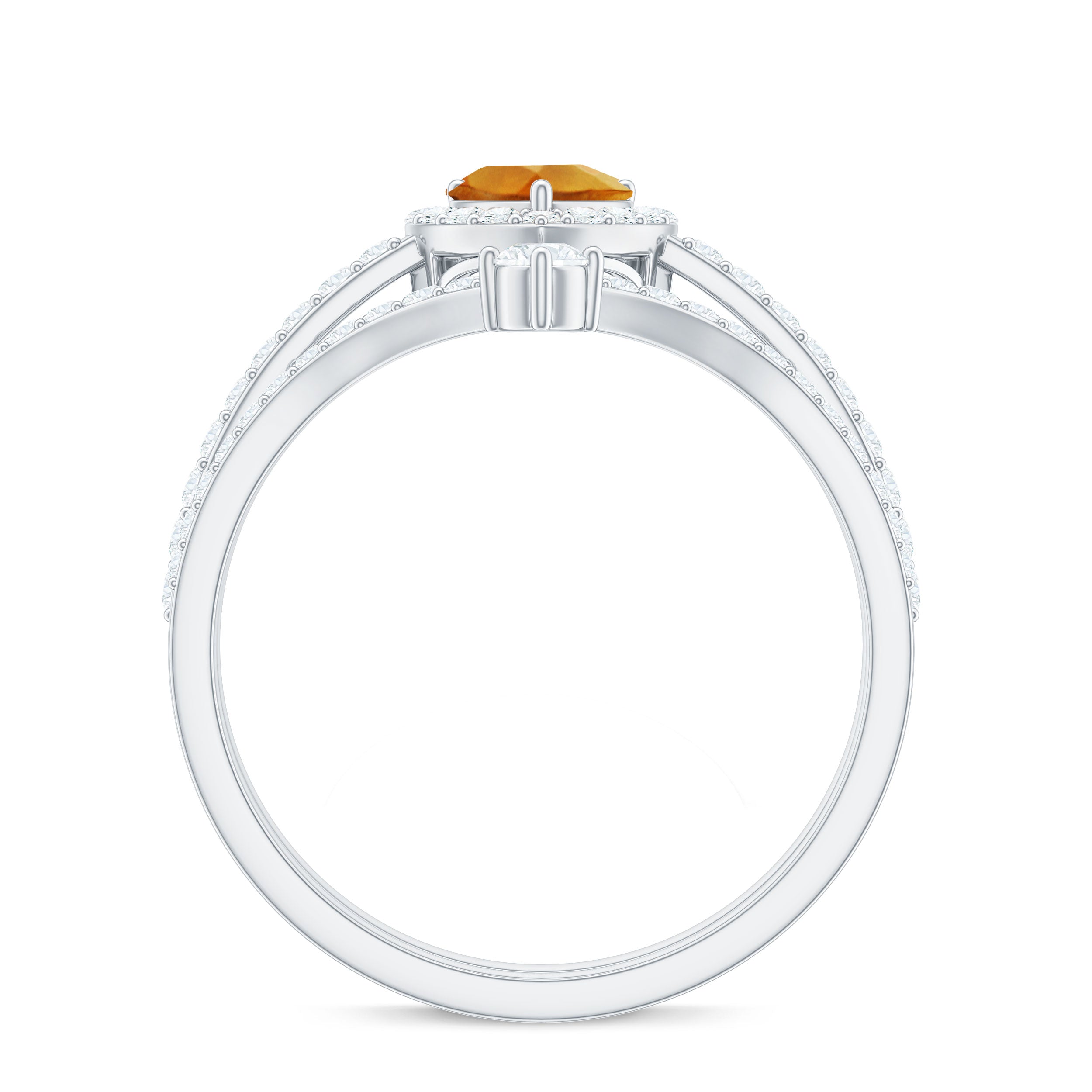 Certified Real Citrine Heart Shape Engagement Ring with Enhancer