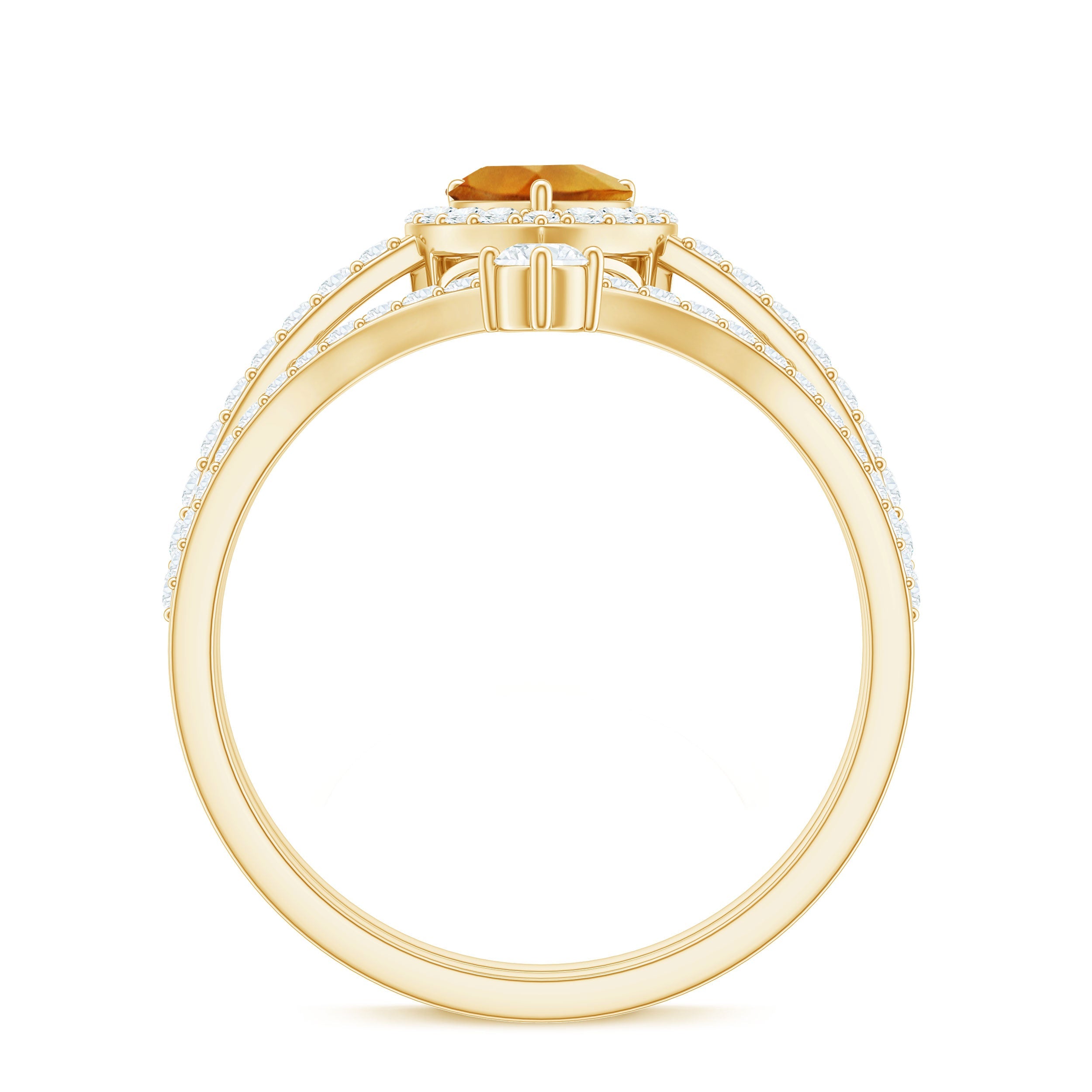 Certified Real Citrine Heart Shape Engagement Ring with Enhancer