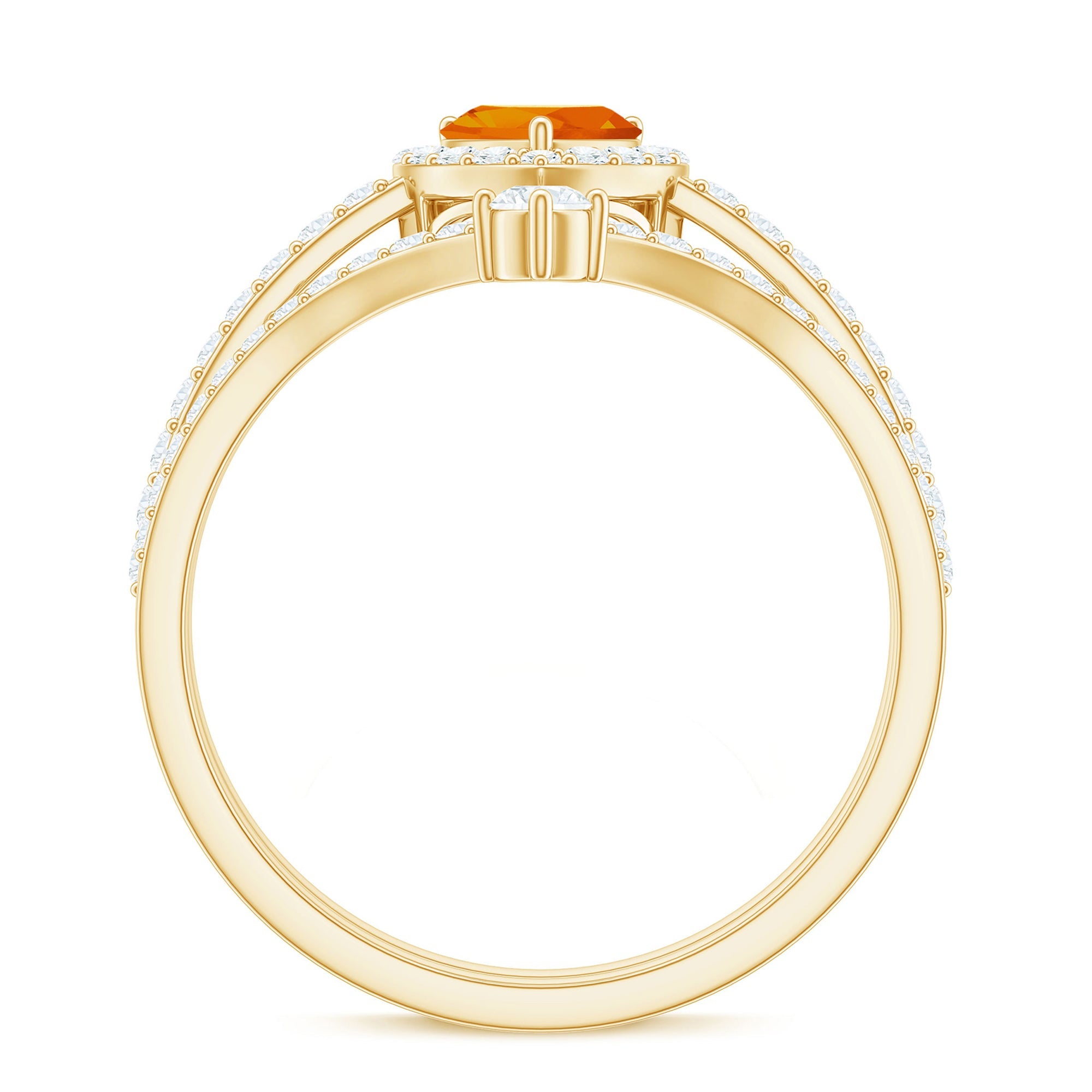 Heart Shape Fire Opal Ring Set with Moissanite