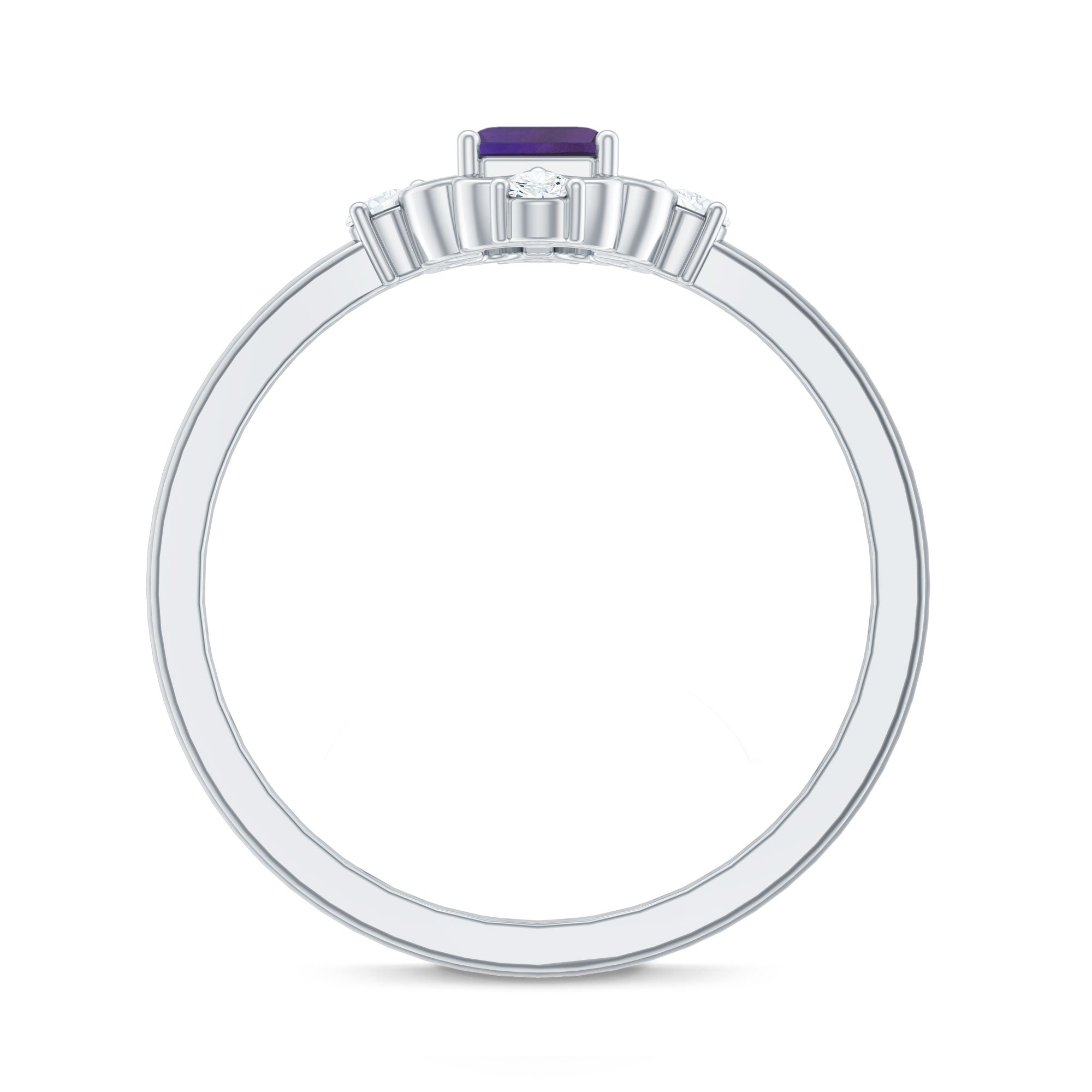 Vintage Inspired Amethyst Solitaire Ring with Diamond