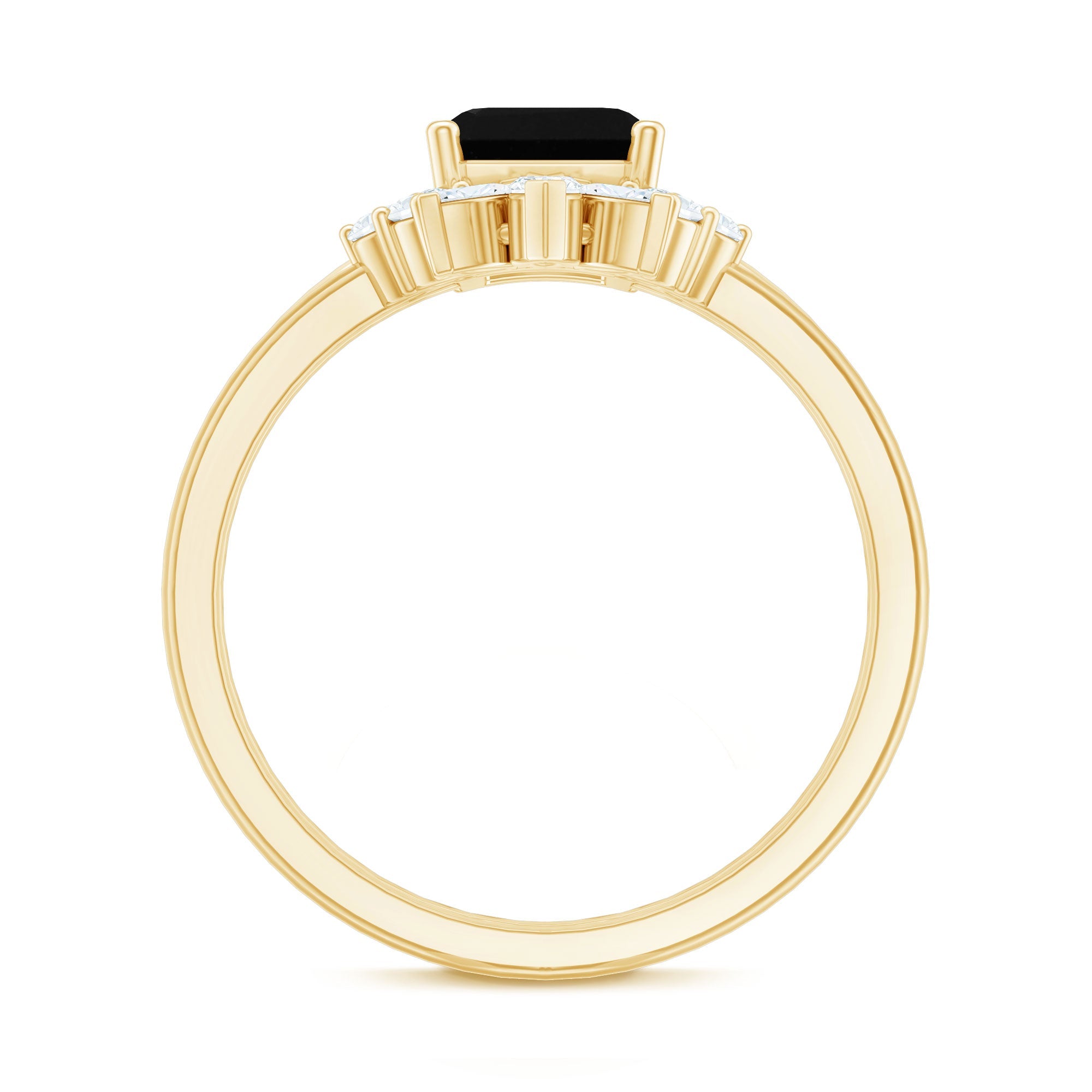Lab Created Black Diamond Solitaire Wedding Ring Set with Diamond