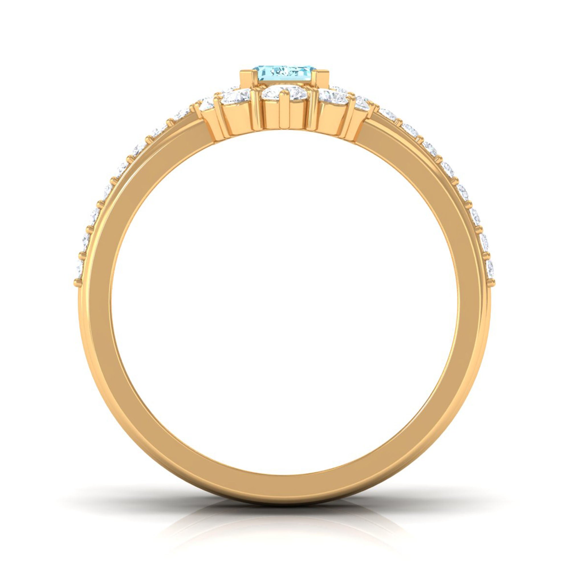 Aquamarine Solitaire Trio Ring Set with Diamond