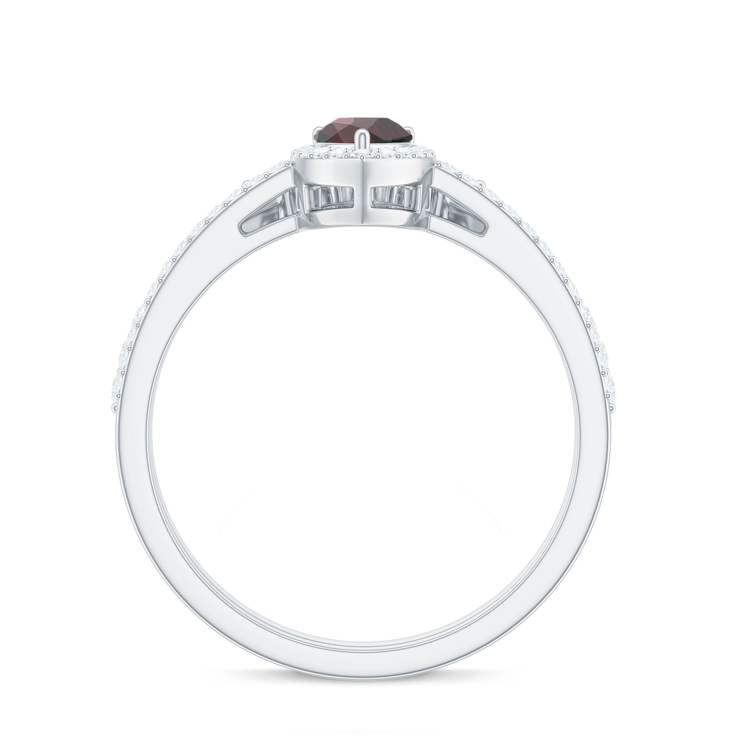 Natural 5X7mm Pear Shape Garnet Diamond Wedding Engagement Ring Set