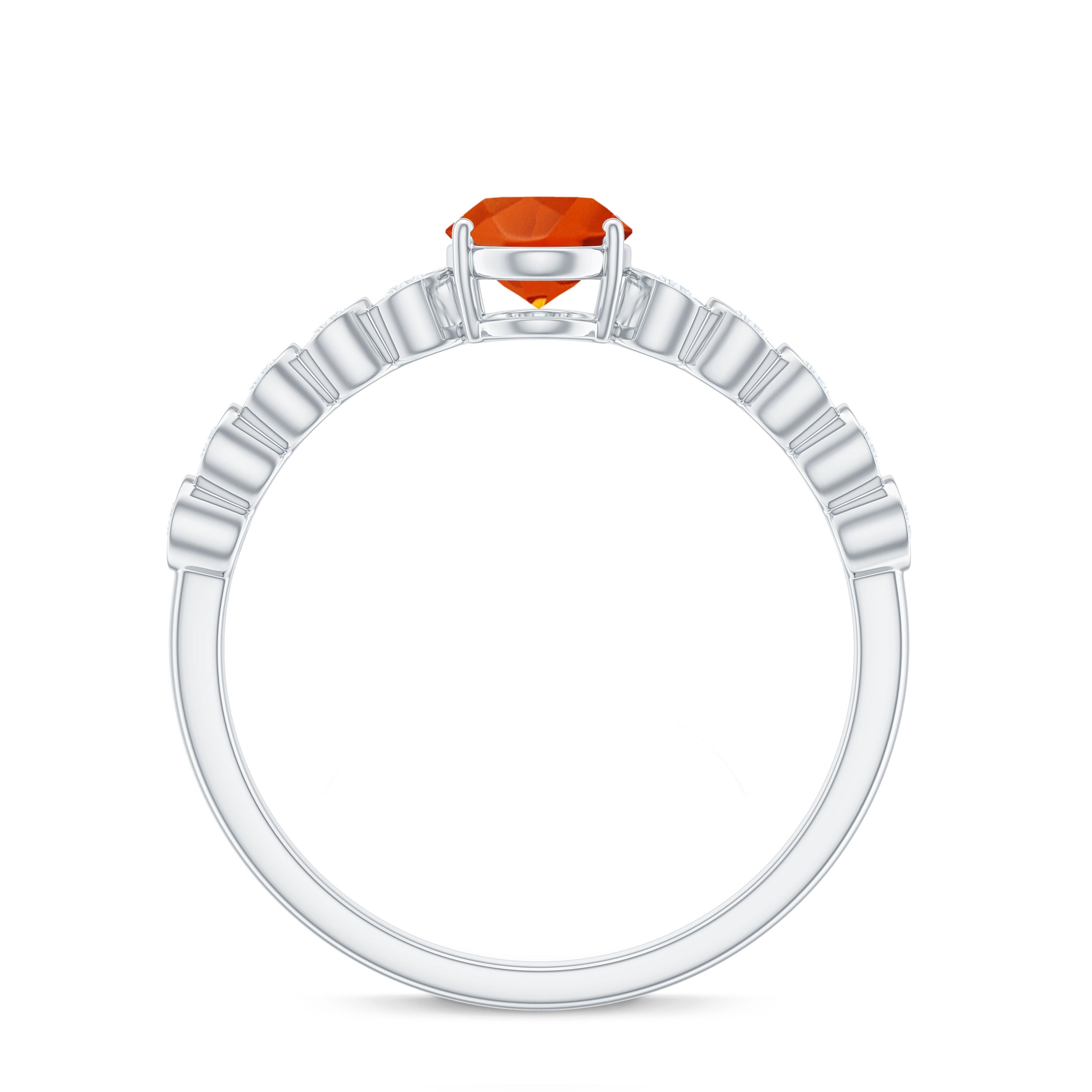 1 CT Oval Fire Opal Solitaire Engagement Ring with Diamond