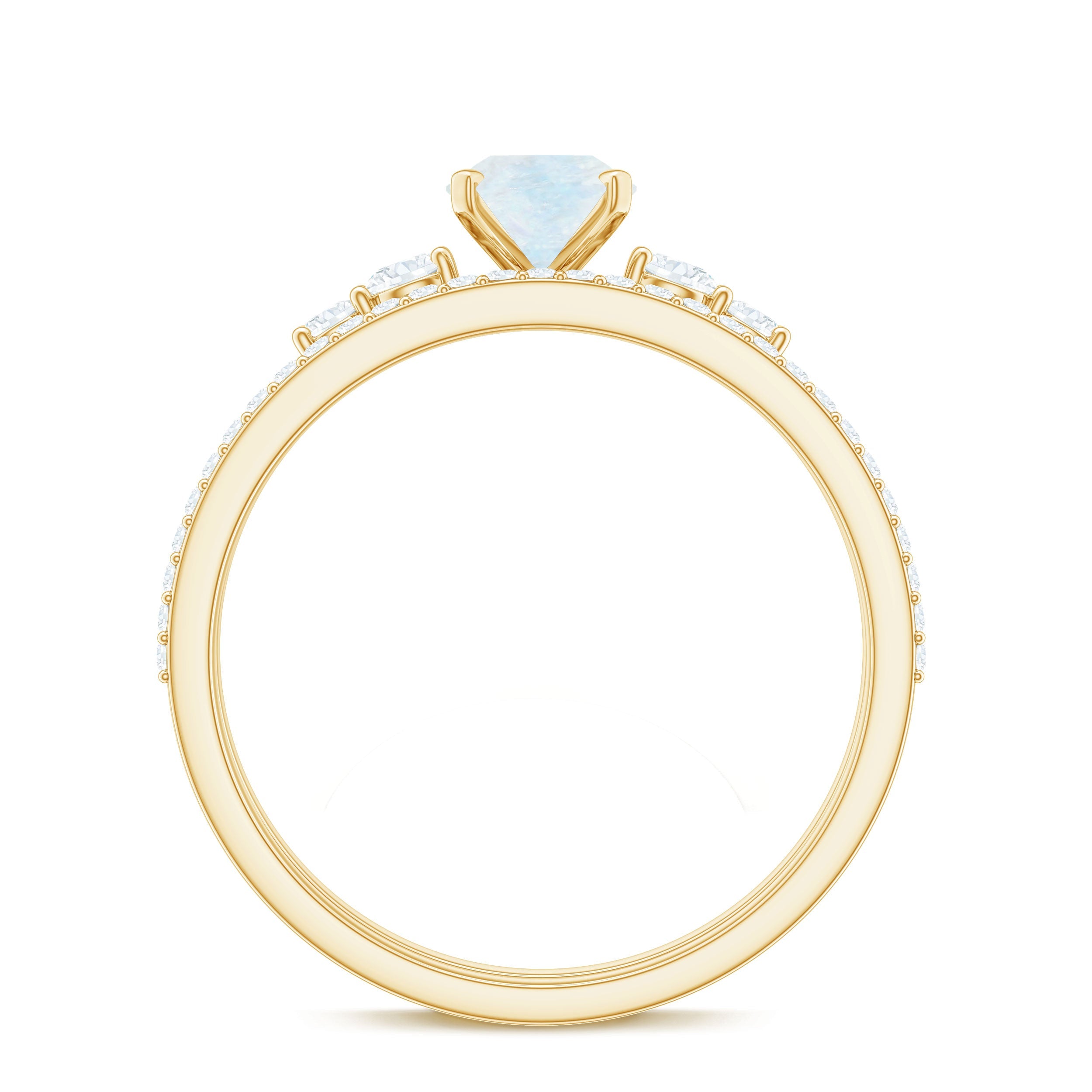 Oval Moonstone Solitaire Ring Set with Diamond